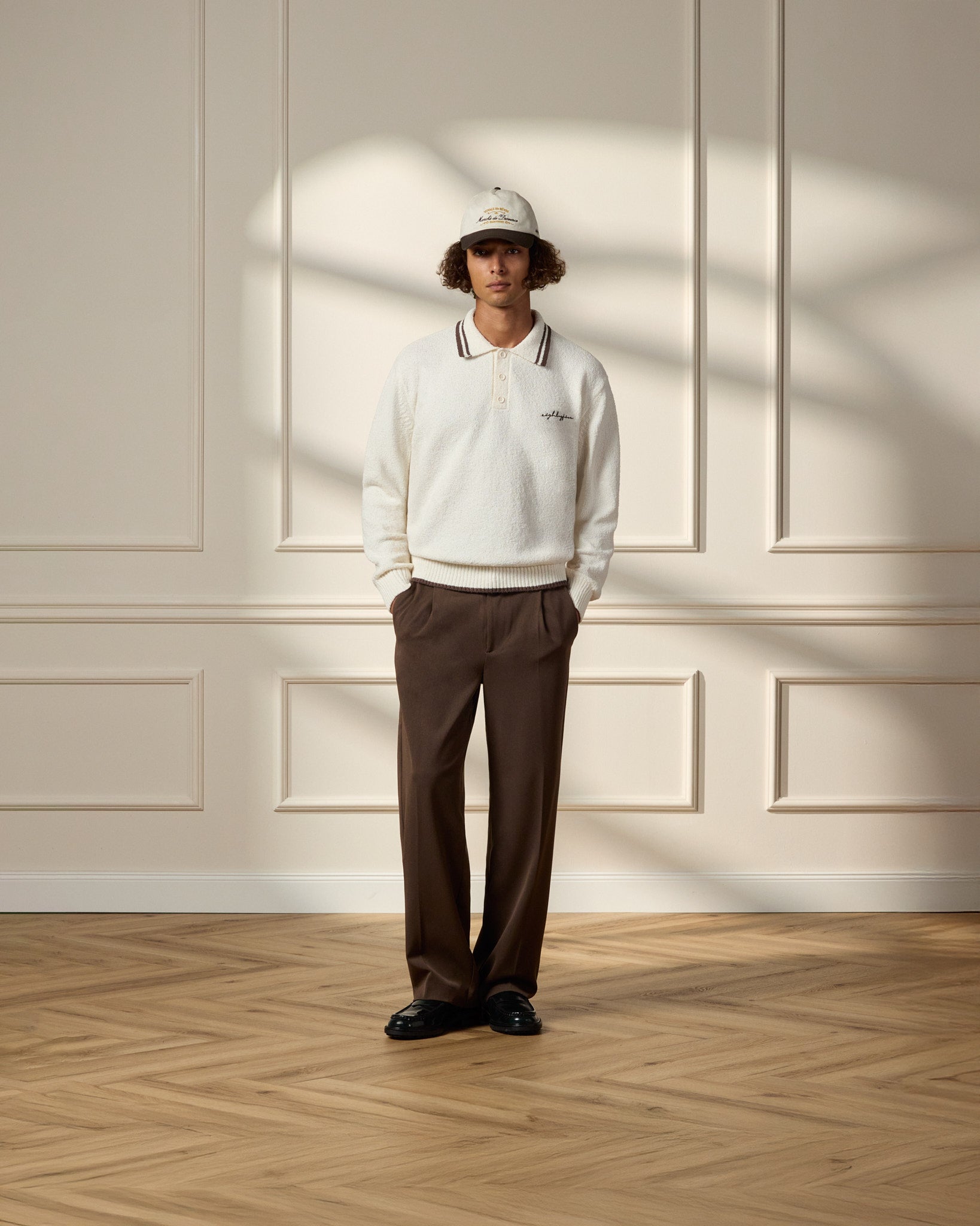 eightyfive-tops-boucle-polo-longsleeve-offwhite-brown image 4