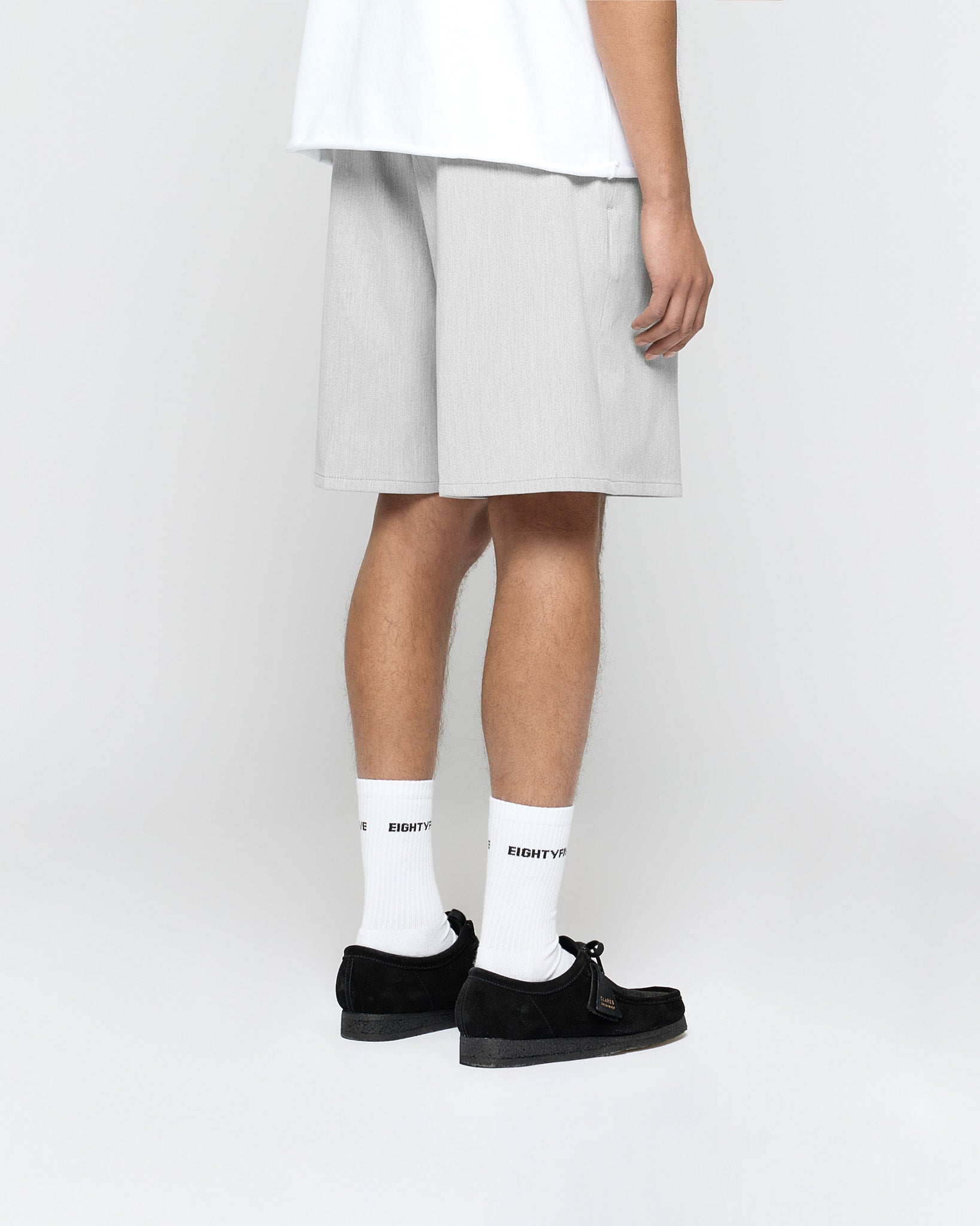 eightyfive-pleated-tailored-shorts-platinum-grey image 4