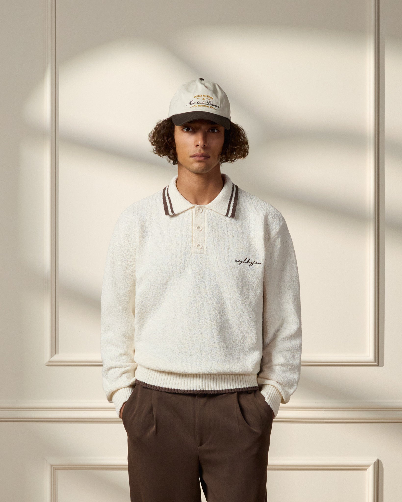 eightyfive-tops-boucle-polo-longsleeve-offwhite-brown image 3