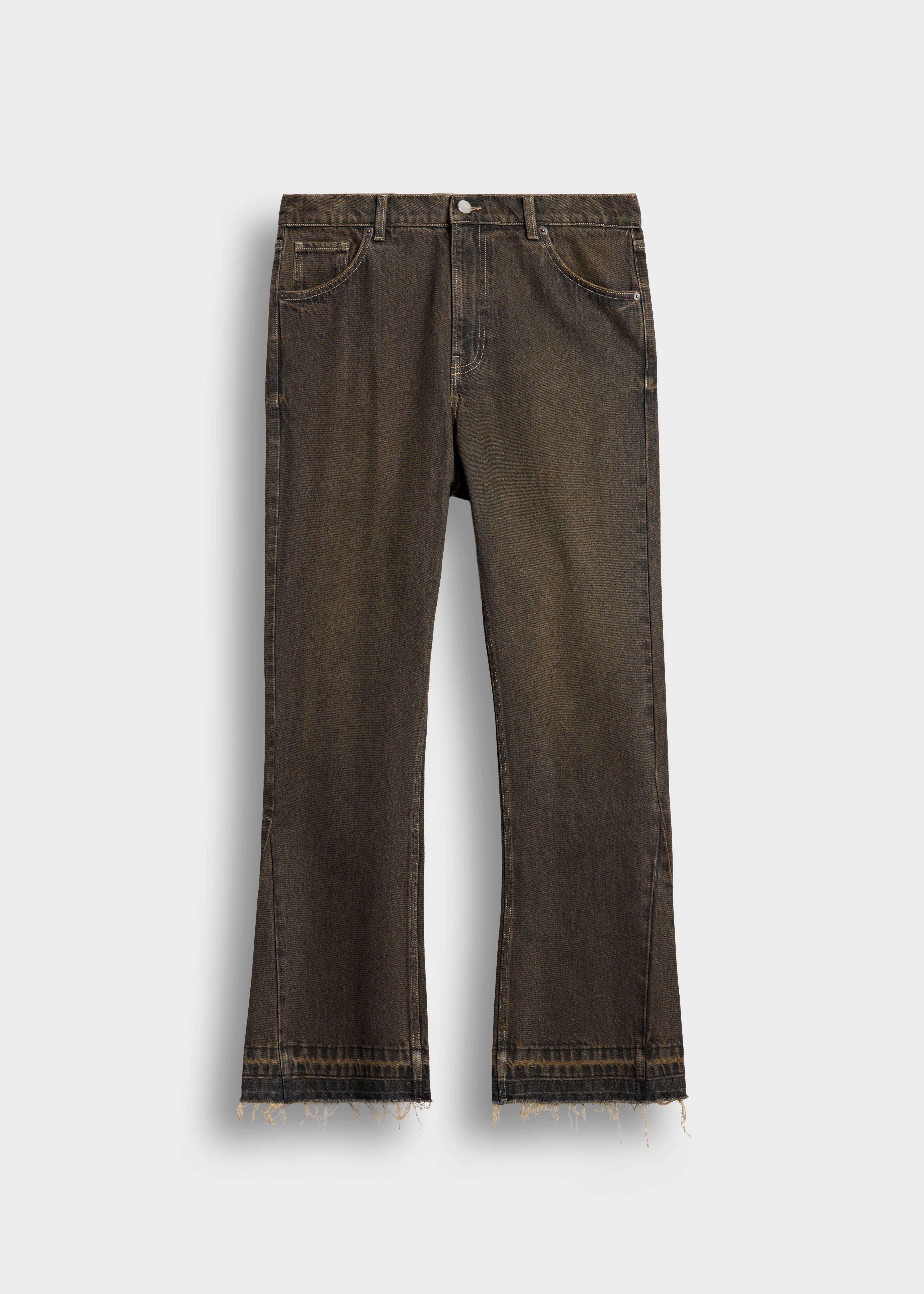 burocs-tony-flared-open-hem-jeans-mud-grey image 1