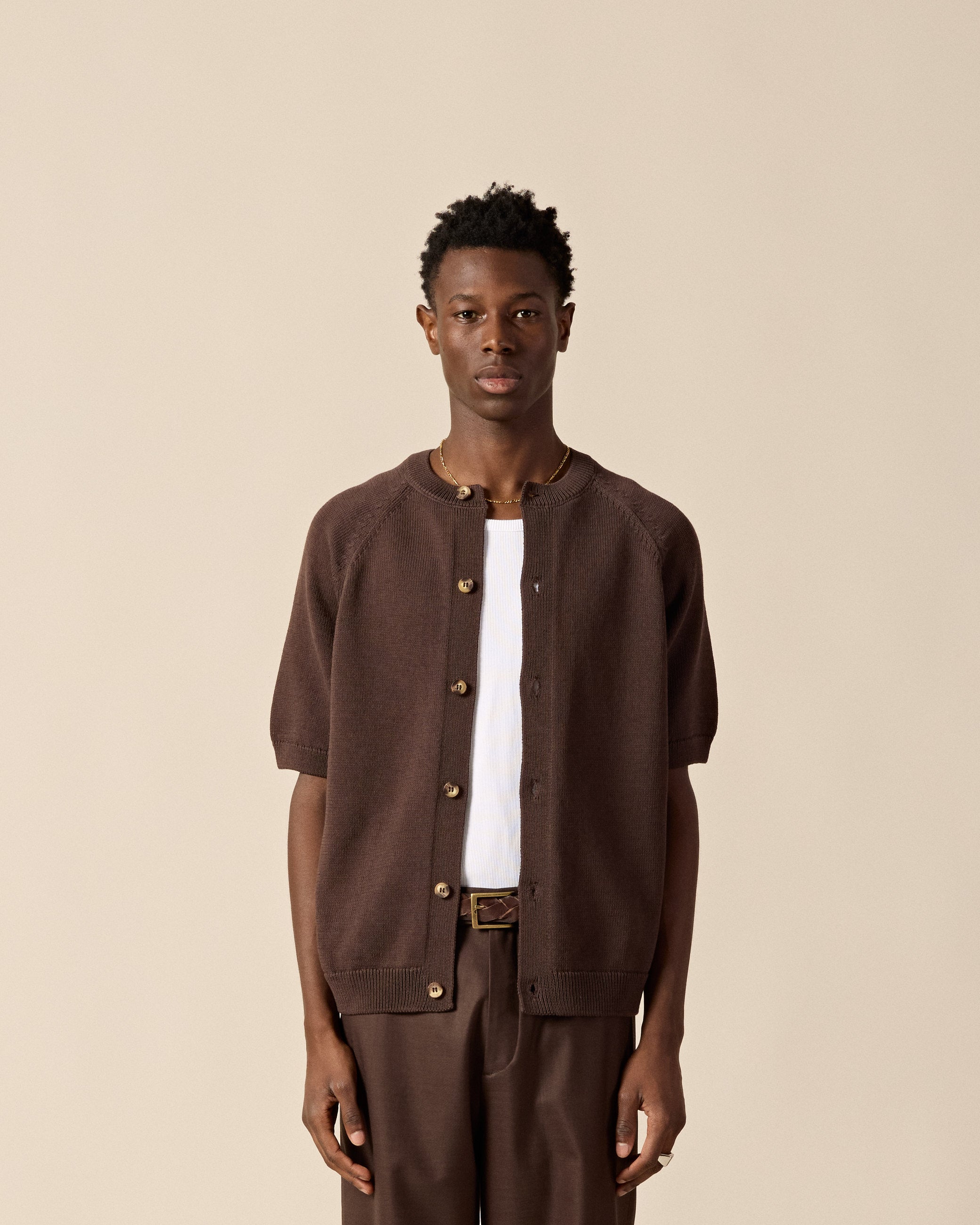 eightyfive-crewneck-cardigan-strickjacke-braun-baumwolle image 3