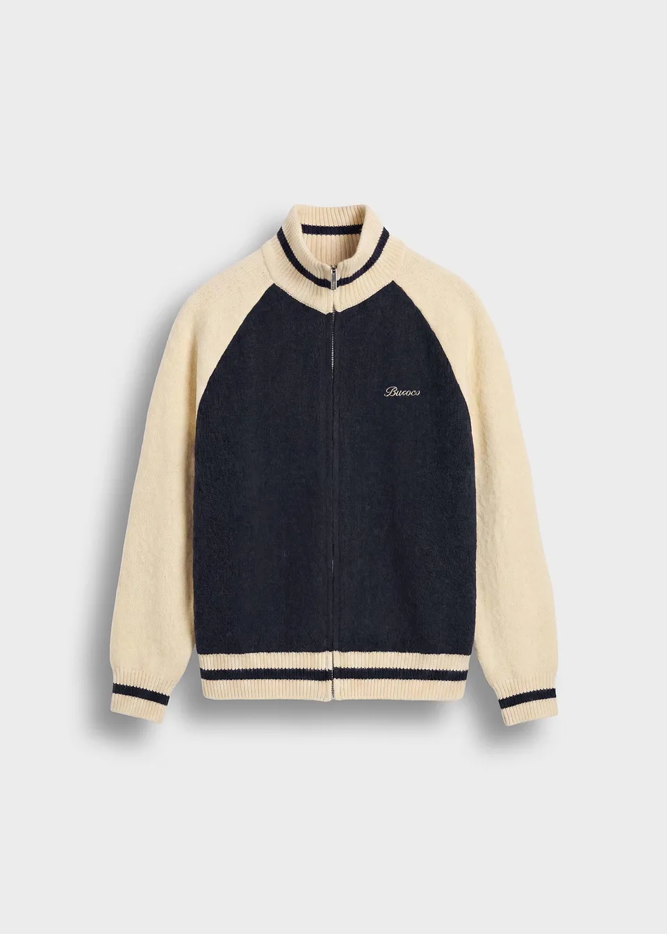 burocs-jackets-knitted-zip-jacket-navy-oversized-fit image 1