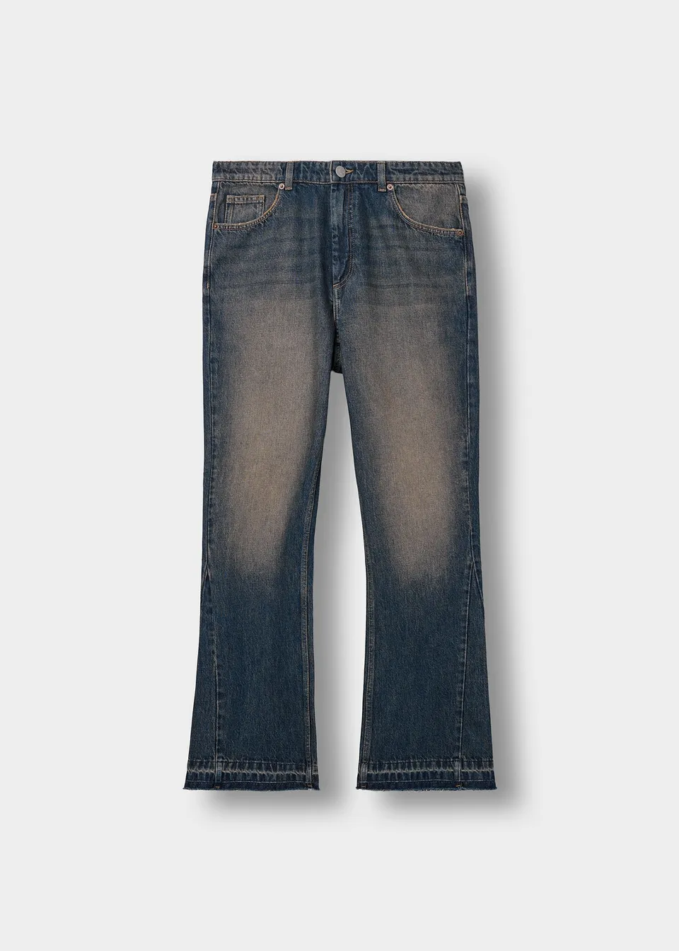 burocs-denim-tony-flared-open-hem-jeans-rusty-indigo image 1