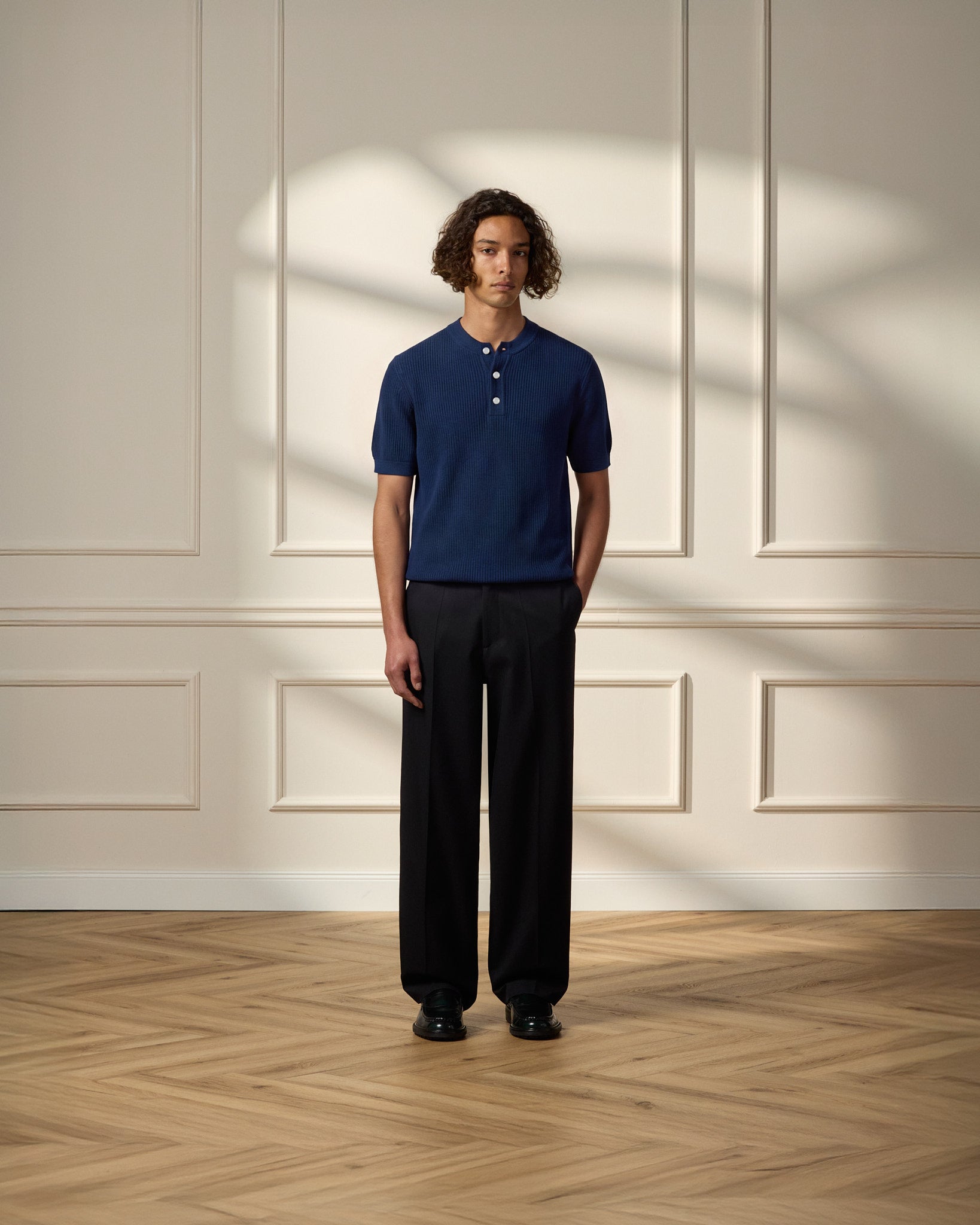 eightyfive-tops-knitted-henley-polo-navy-regular-fit-baumwolle image 4