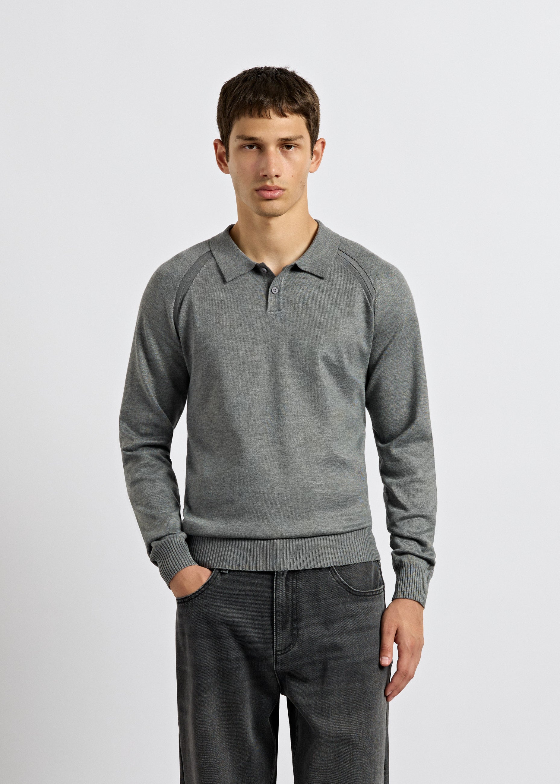 burocs-knitwear-fine-knit-polo-sweater-pullover-grey image 3