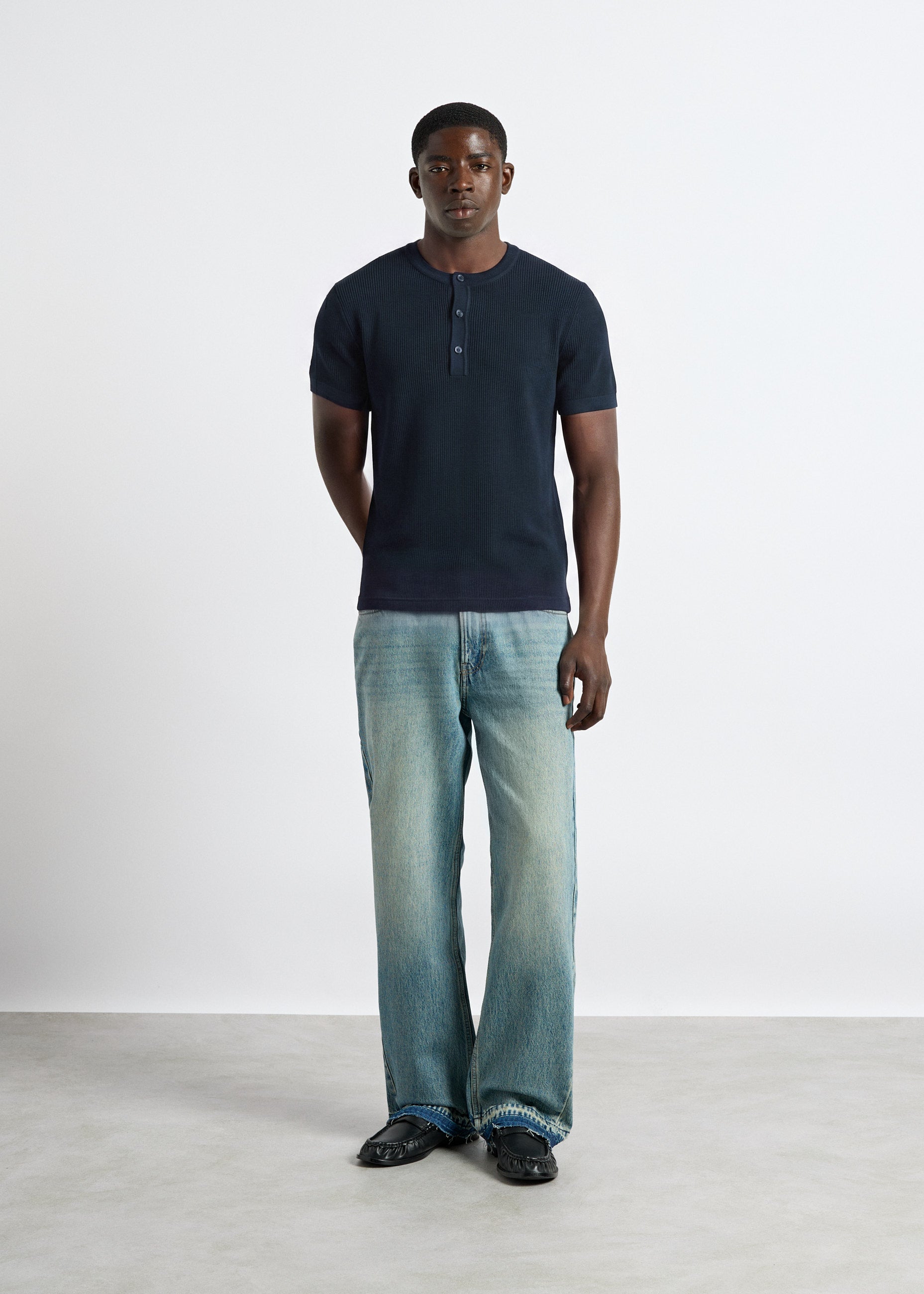 burocs-t-shirts-rib-henley-t-shirt-navy-slim-baumwolle image 5