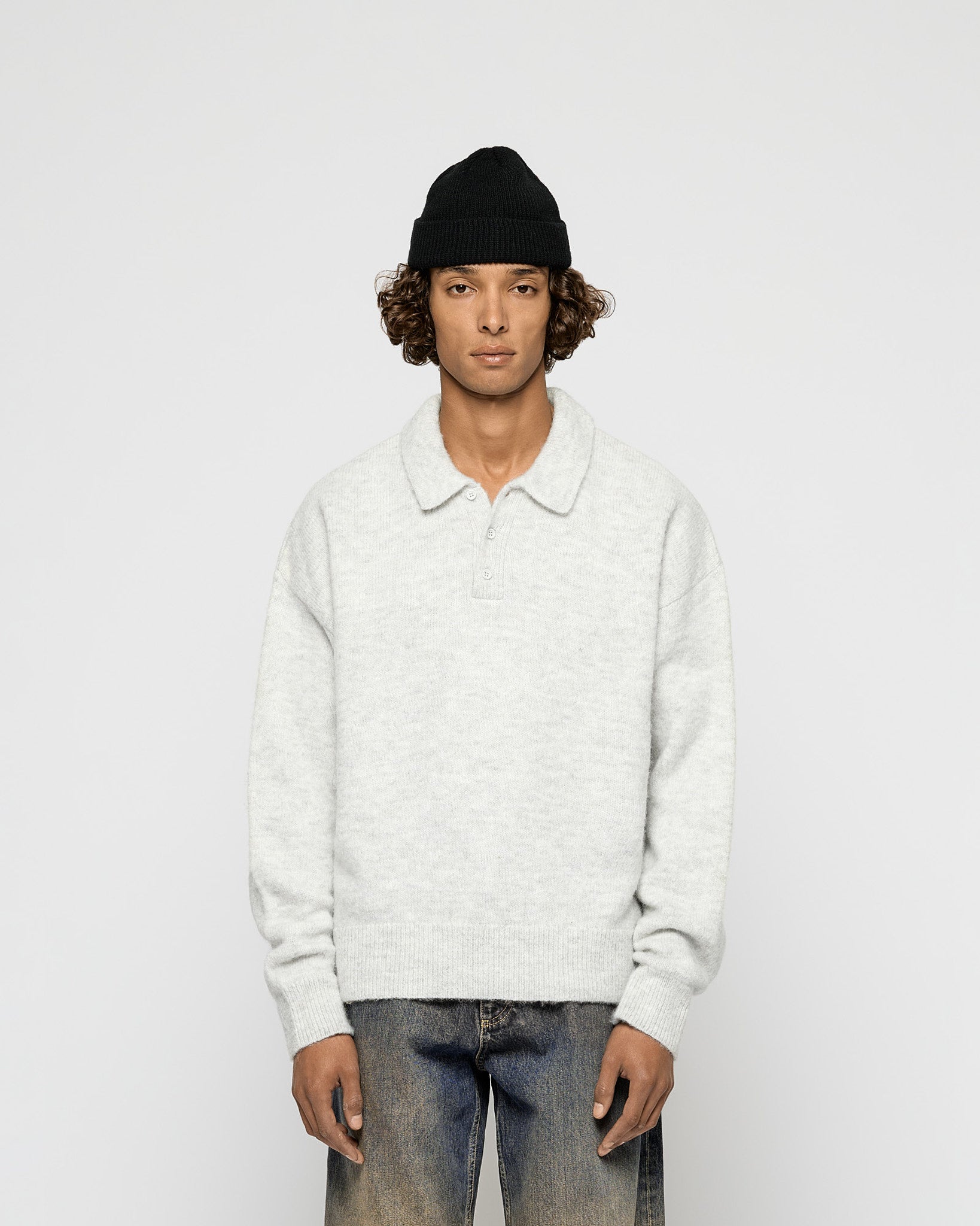 eightyfive-hairy-knitted-polo-strickpullover-light-grey-regular-fit image 2