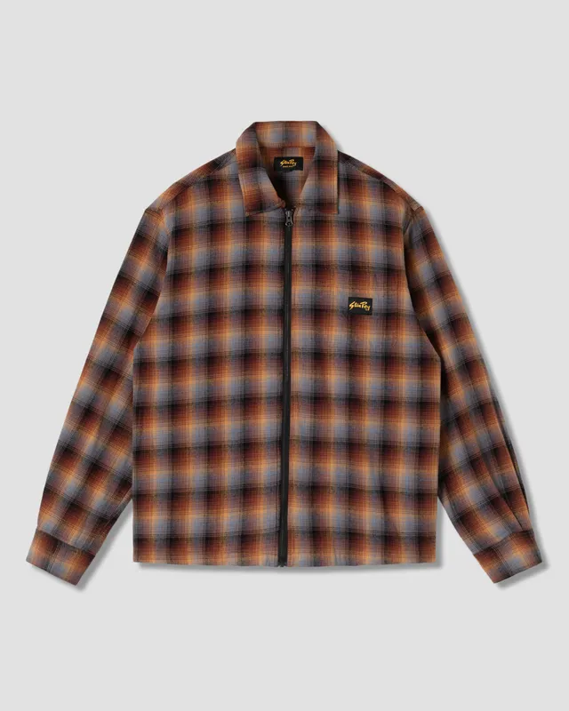 stan-ray-zip-shirt-flanellhemd-brown-blue-plaid-karo image 1