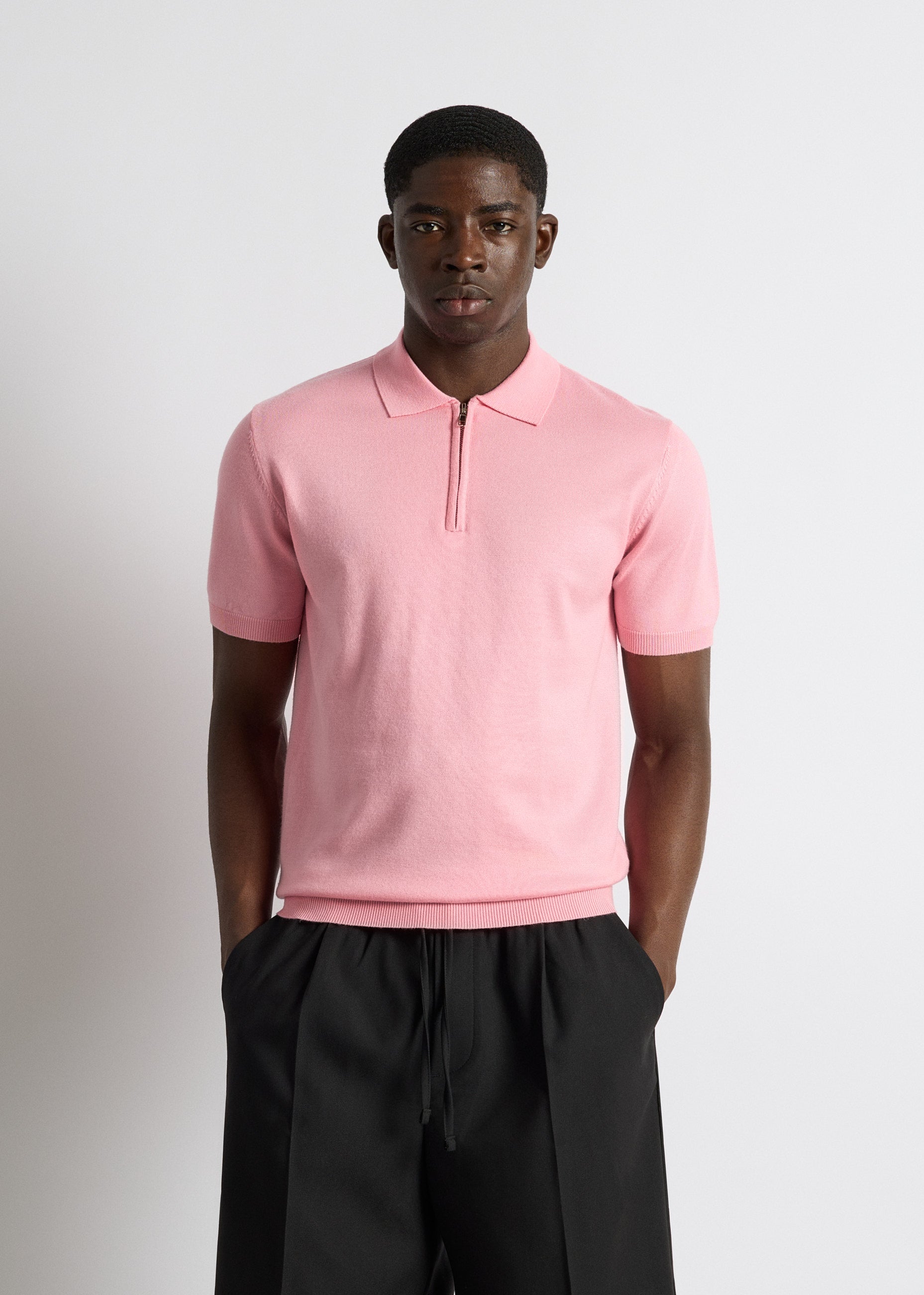 burocs-quarter-zip-polo-shirt-pink-nectar-slim-fit image 4