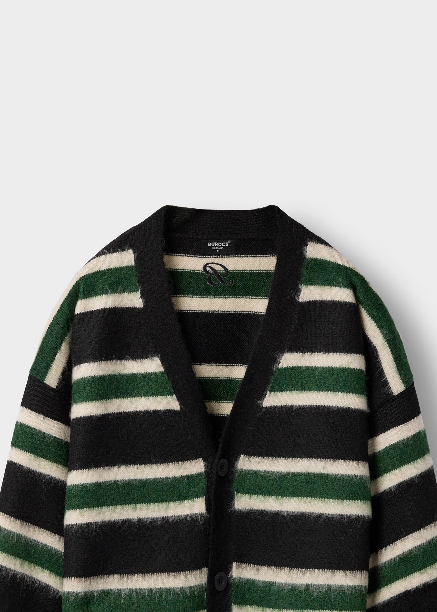 burocs-knitwear-fuzzy-v-neck-cardigan-strickjacke-black image 3