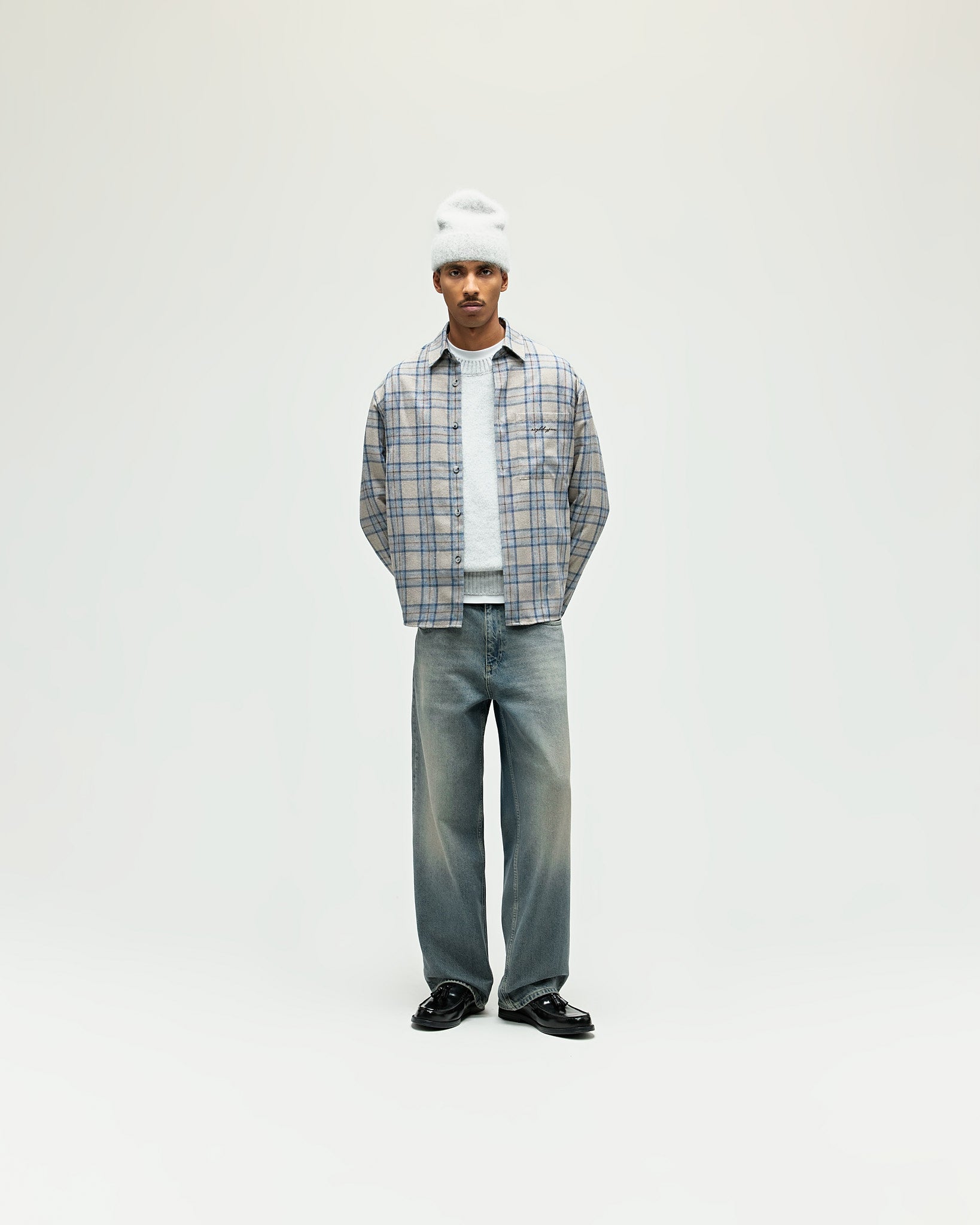 eightyfive-tops-checked-shirt-flanellhemd-grey-relaxed image 4