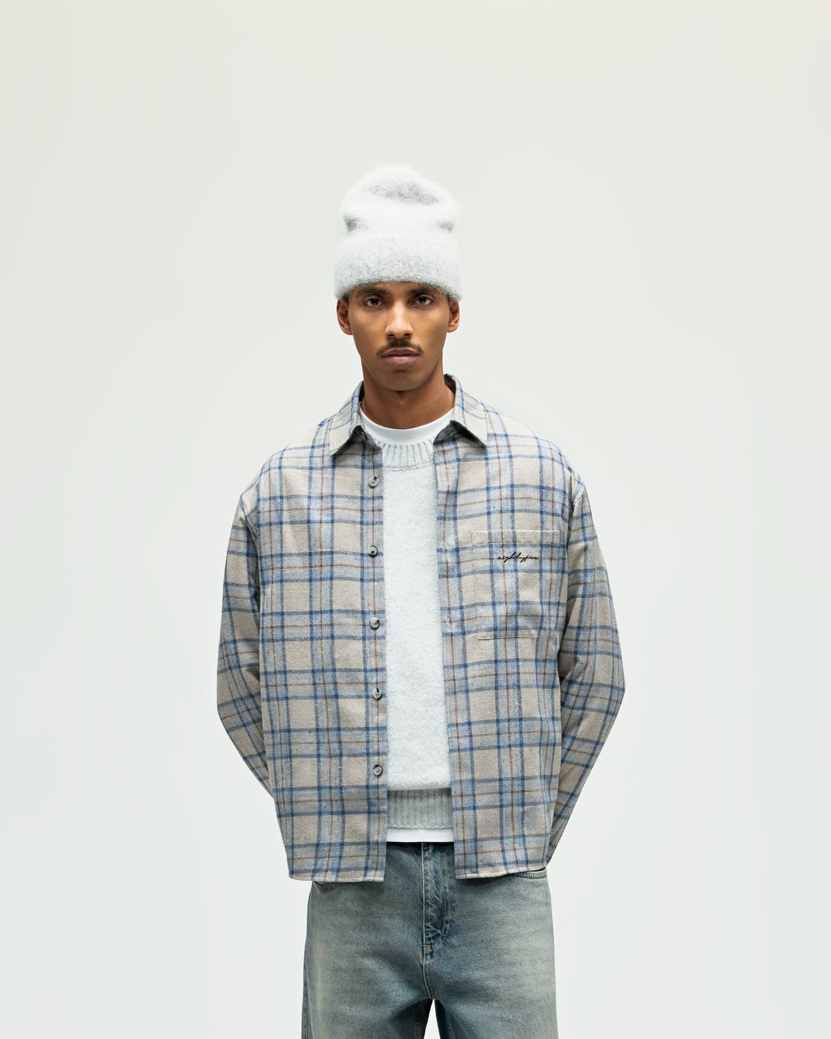 eightyfive-tops-checked-shirt-flanellhemd-grey-relaxed image 3