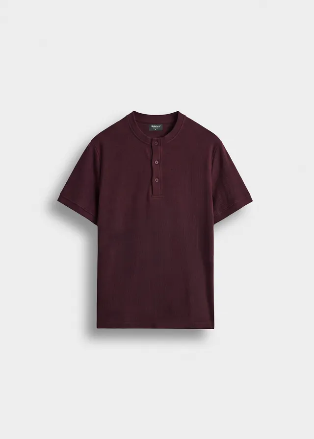 burocs-rib-henley-t-shirt-burgundy-slim-fit image 1