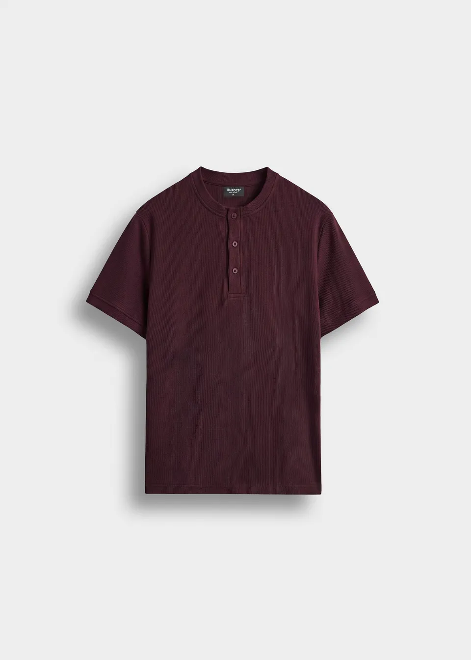 burocs-rib-henley-t-shirt-burgundy-slim-fit image 1