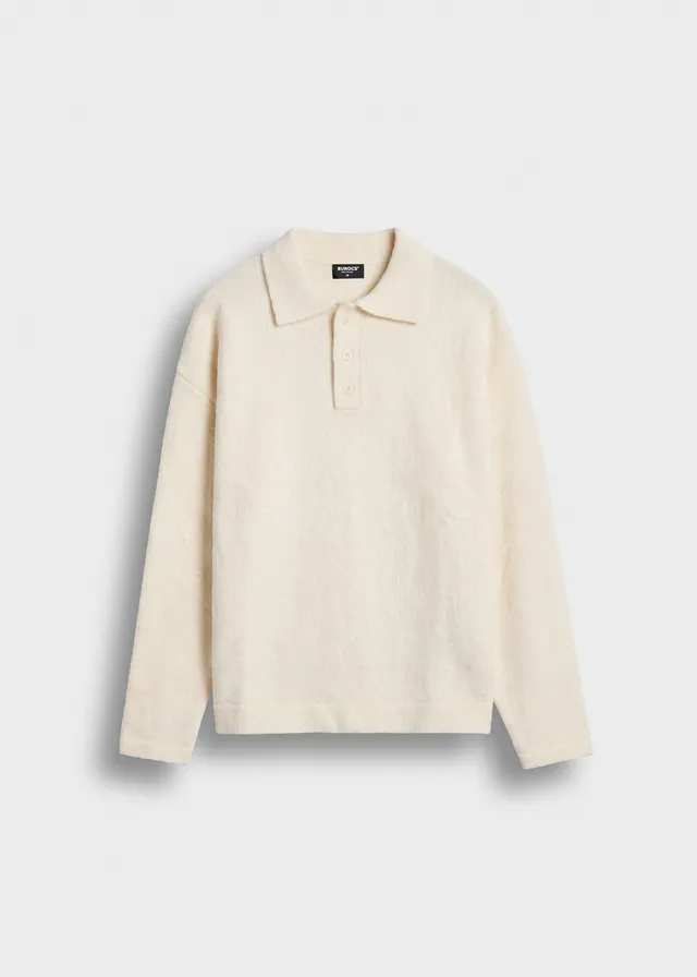 burocs-hairy-knit-polo-sweater-strickpullover-off-white-oversize image 1