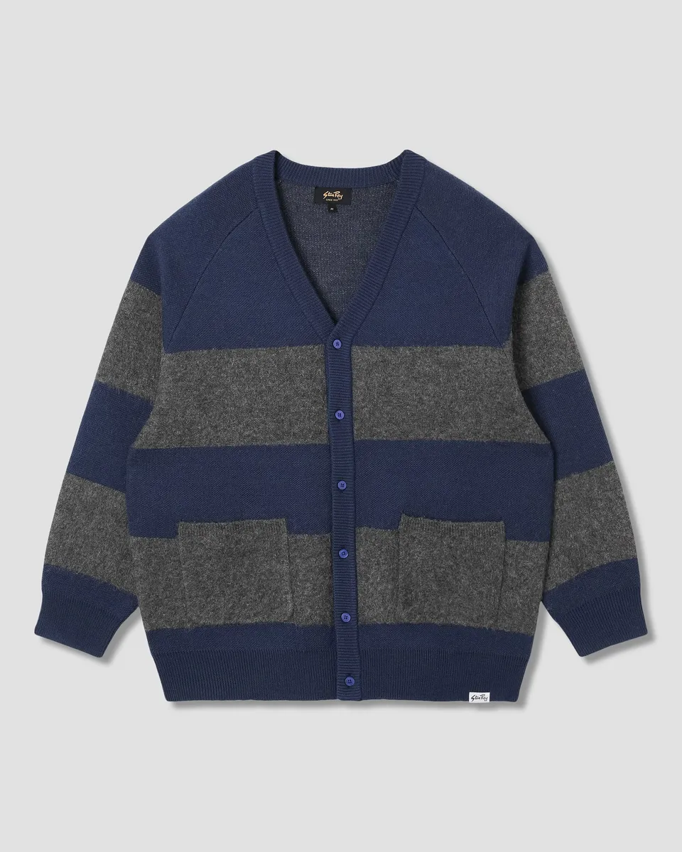 stan-ray-knitted-cardigan-strickjacke-navy-charcoal-stripe image 1