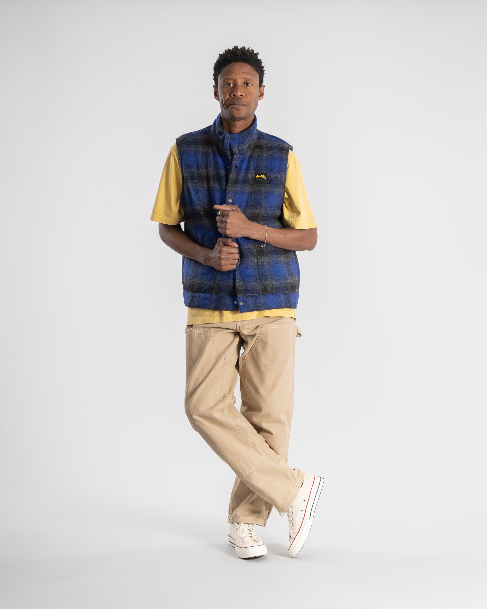 stan-ray-down-plaid-weste-navy-kariert-wattiert image 2