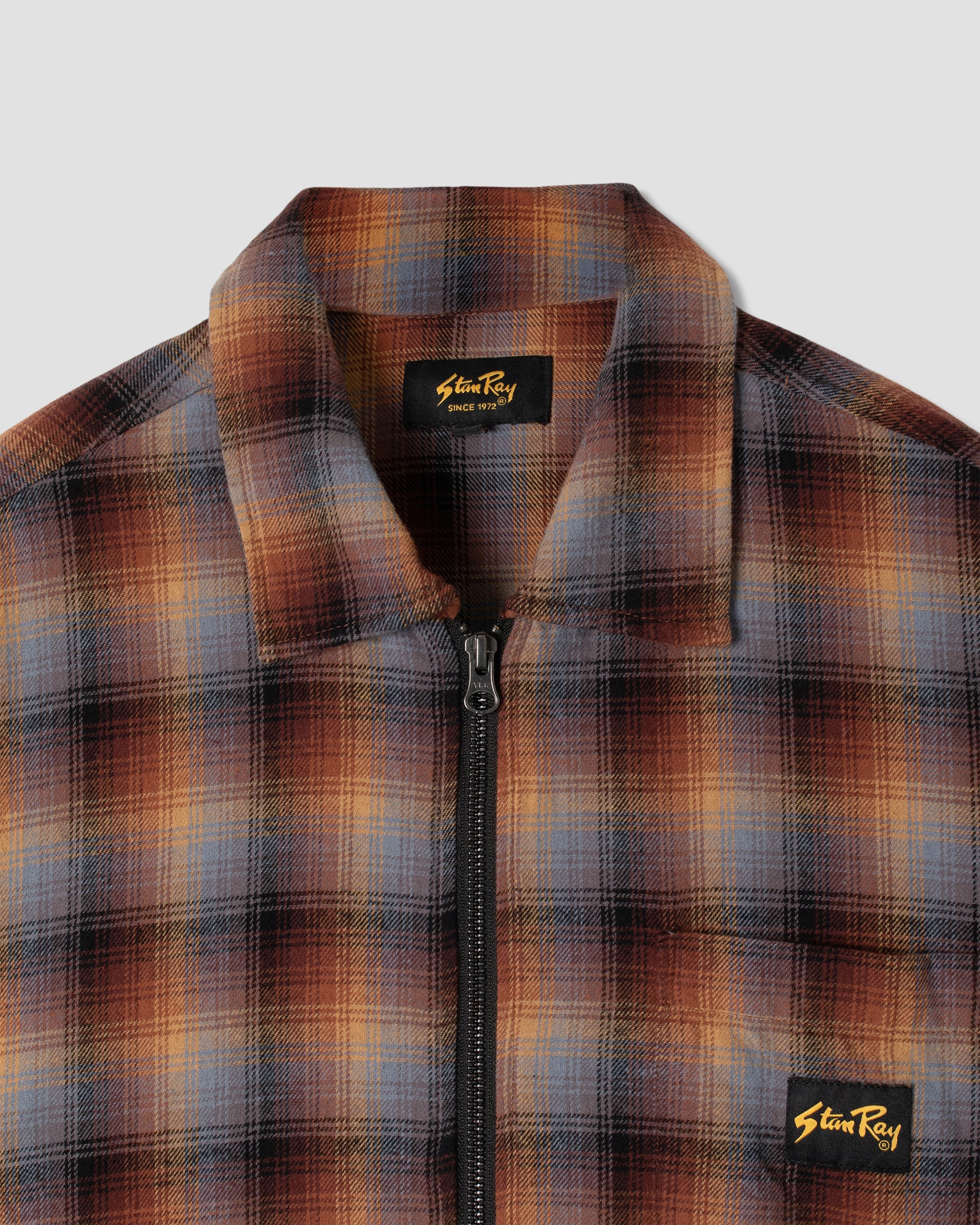 stan-ray-zip-shirt-flanellhemd-brown-blue-plaid-karo image 3