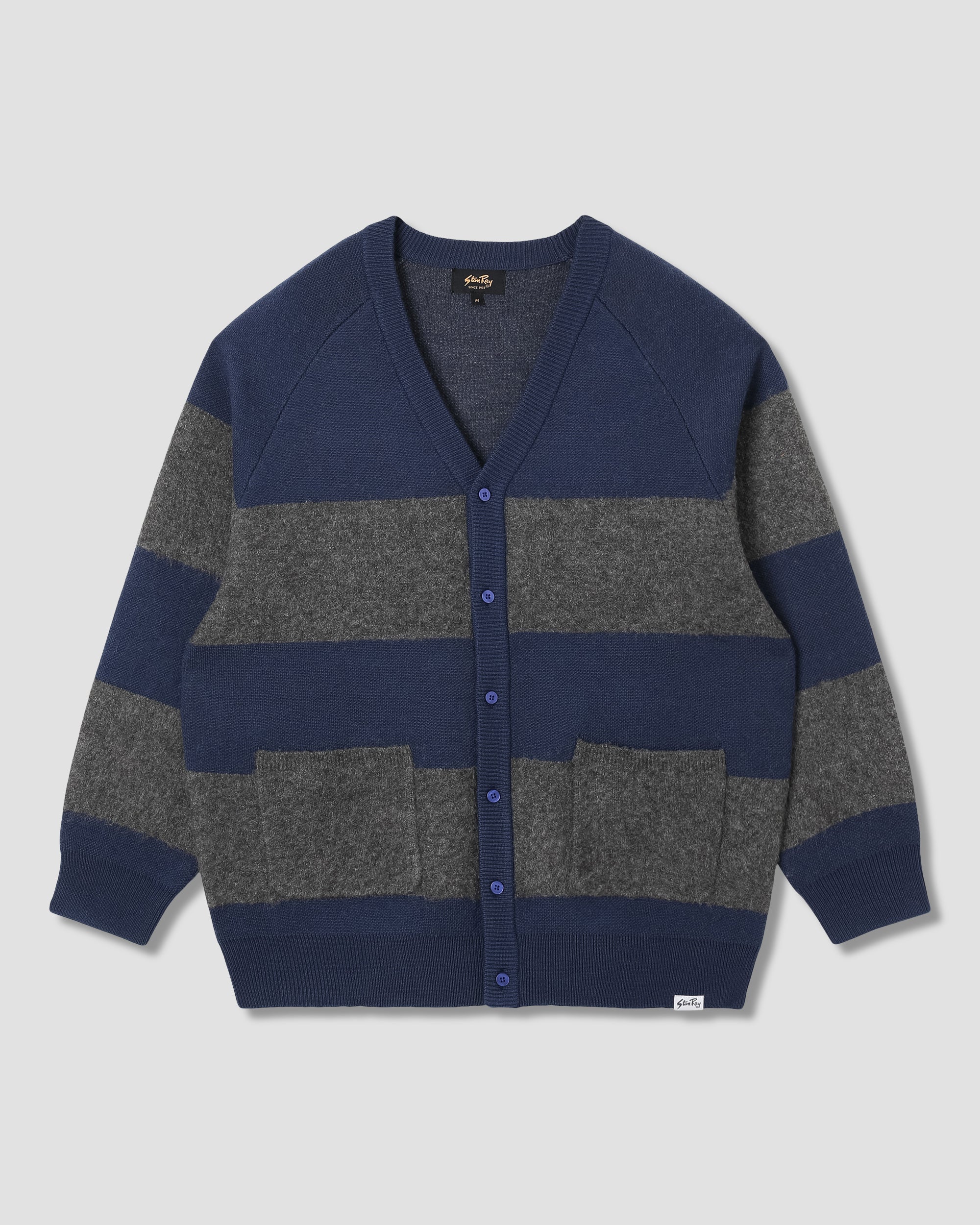 stan-ray-knitted-cardigan-strickjacke-navy-charcoal-stripe image 1