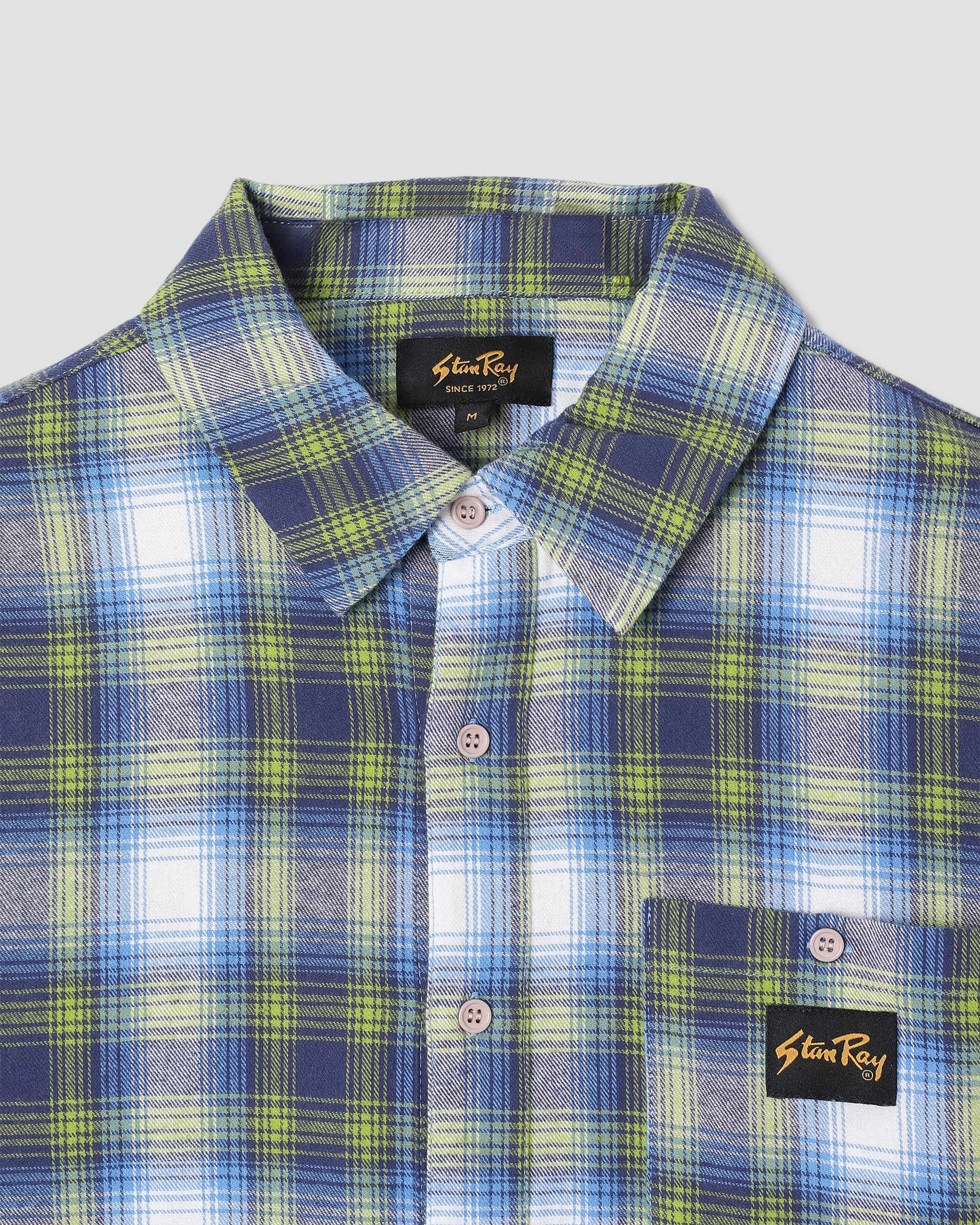 stan-ray-flannel-shirt-herren-hemd-bright-blue-plaid-kurzarm image 4