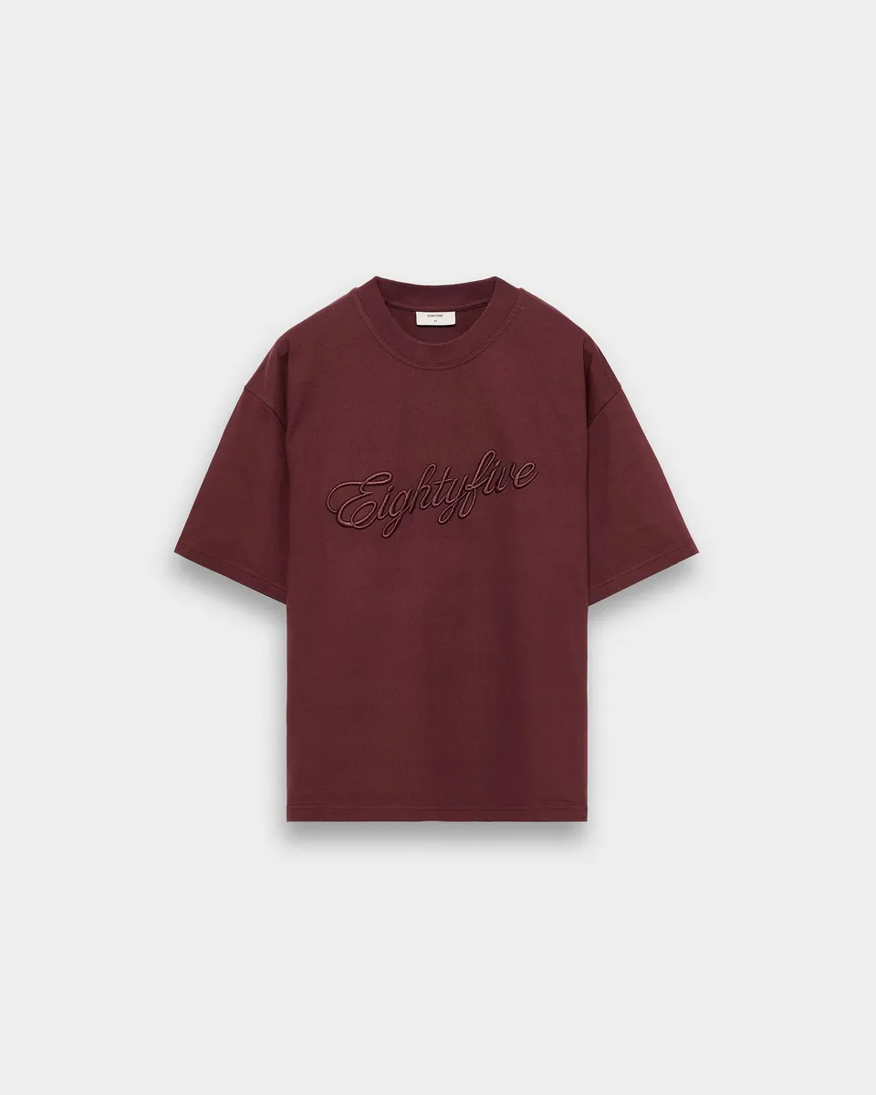 eightyfive-tops-heavy-embroidered-t-shirt-shirt-burgundy image 1