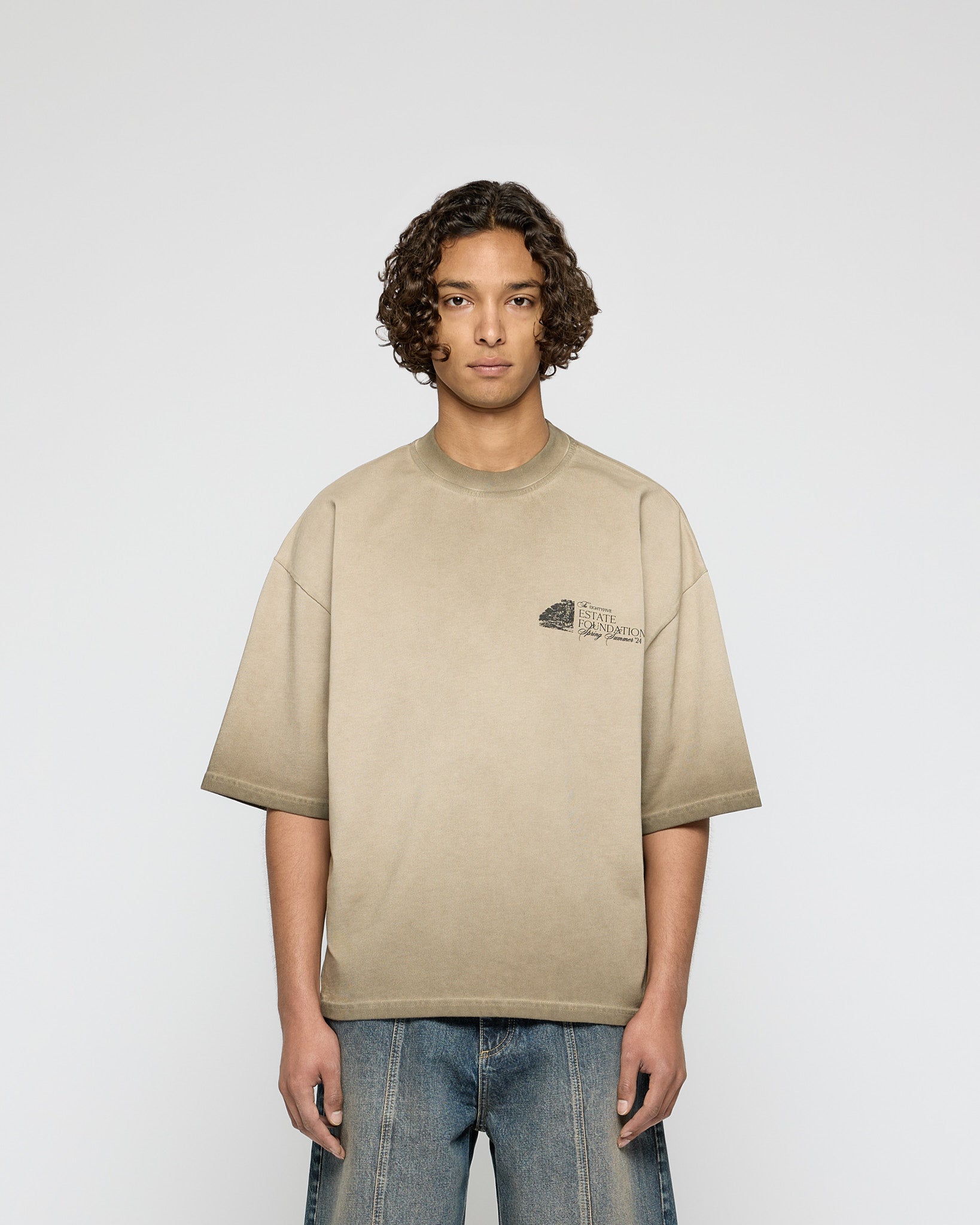 eightyfive-estate-cropped-t-shirt-herren-mocha-washed-look image 2