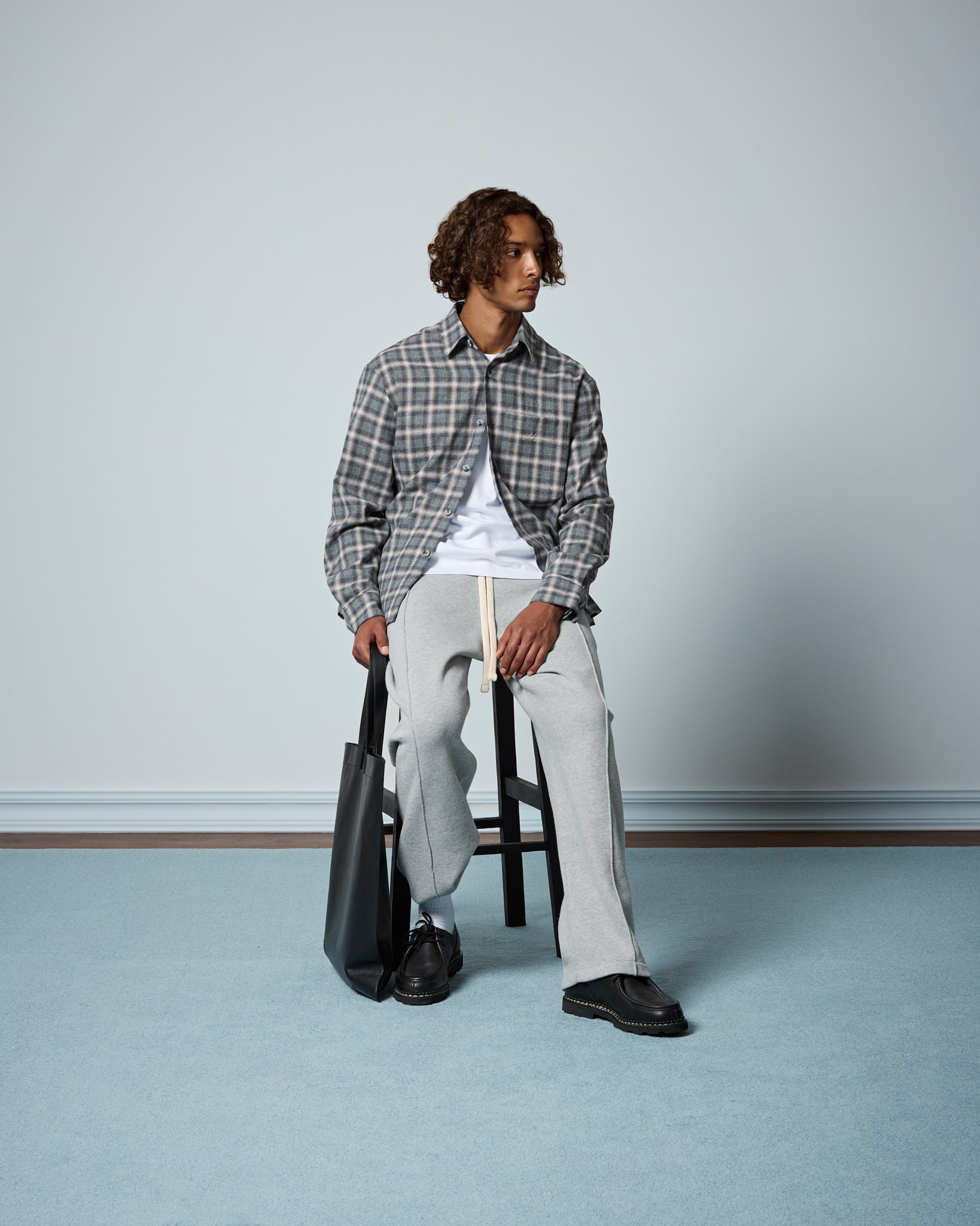 eightyfive-checked-shirt-flanellhemd-grey-melange-knopf image 6