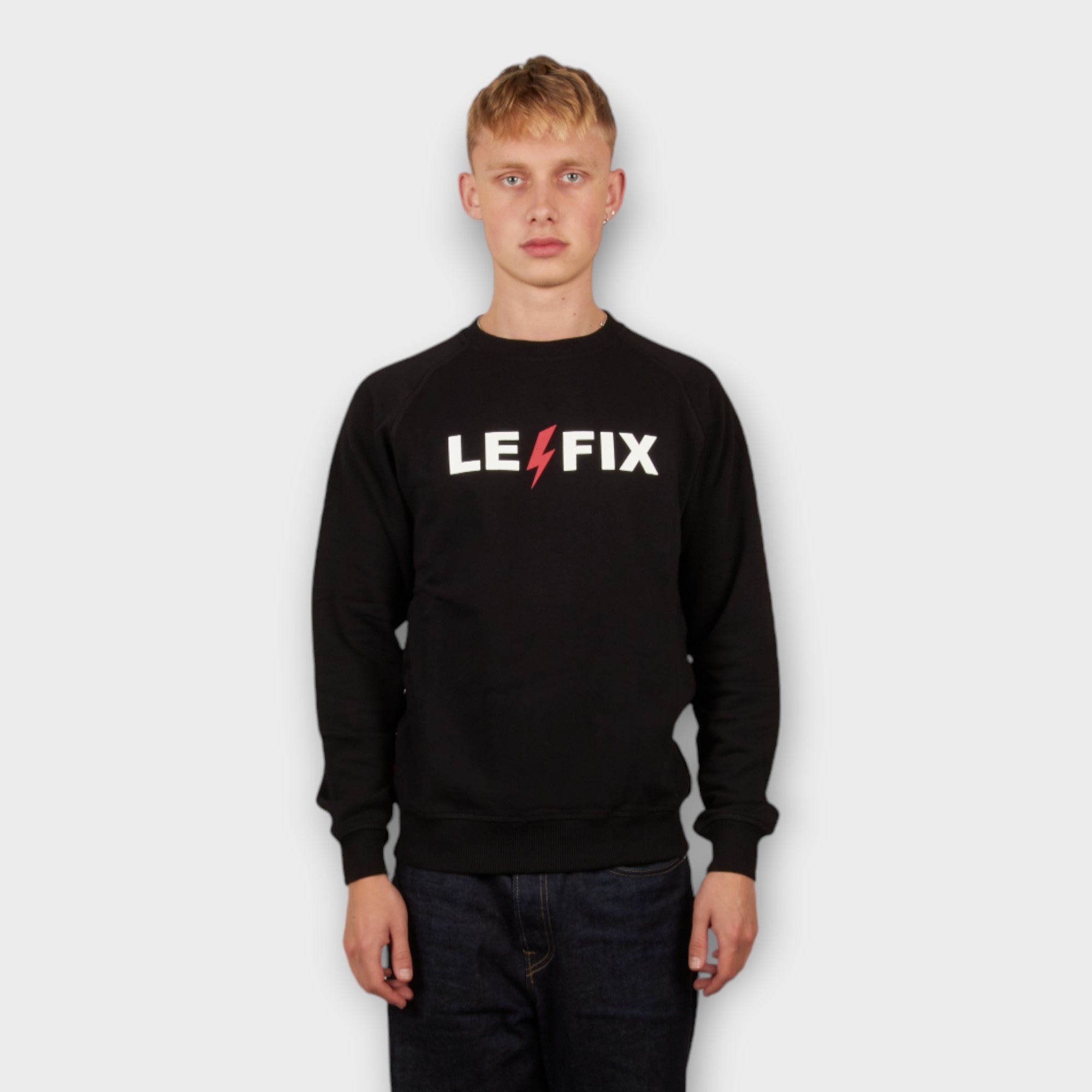le-fix-lightning-crew-sweatshirt-schwarz-herren-baumwolle image 2