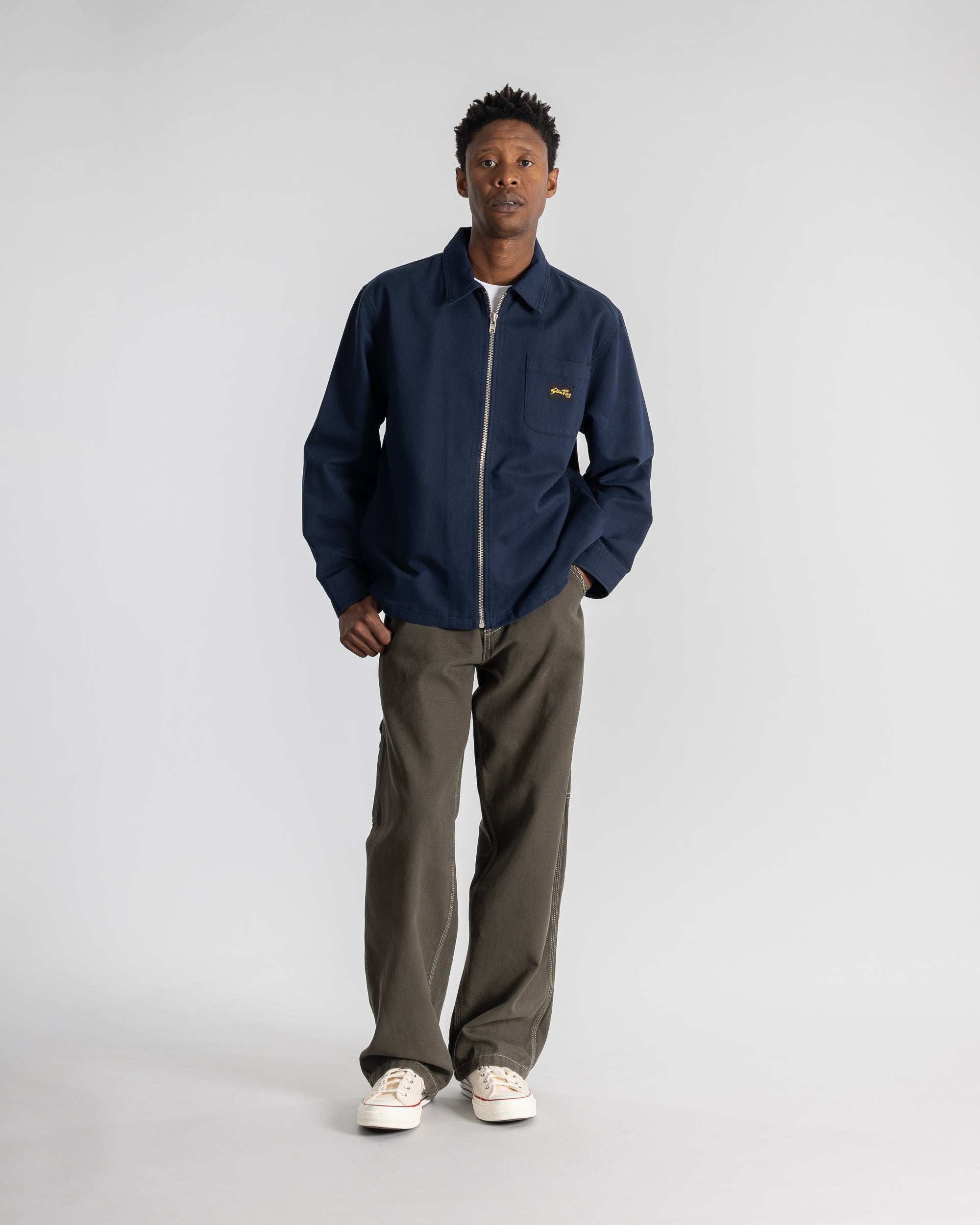 stan-ray-zip-shirt-flanellhemd-navy-bedford-baumwolle image 2