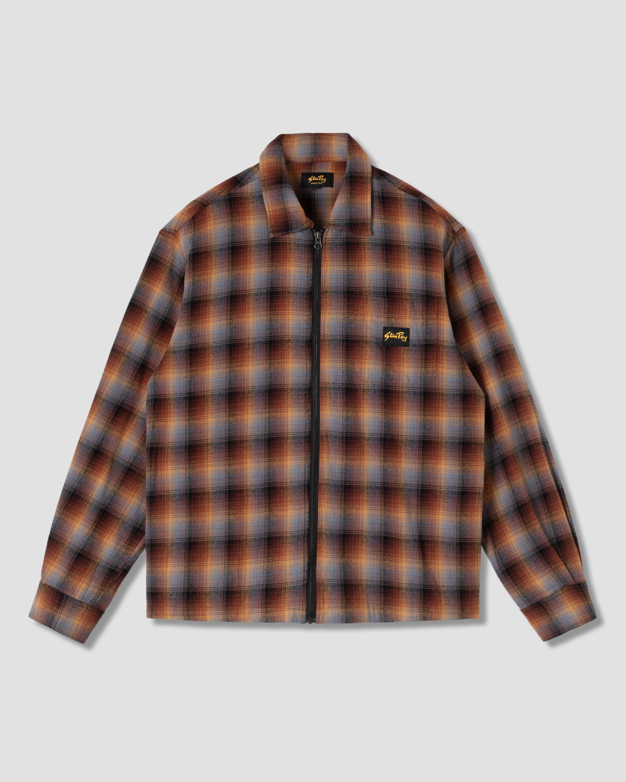 stan-ray-zip-shirt-flanellhemd-brown-blue-plaid-karo image 1