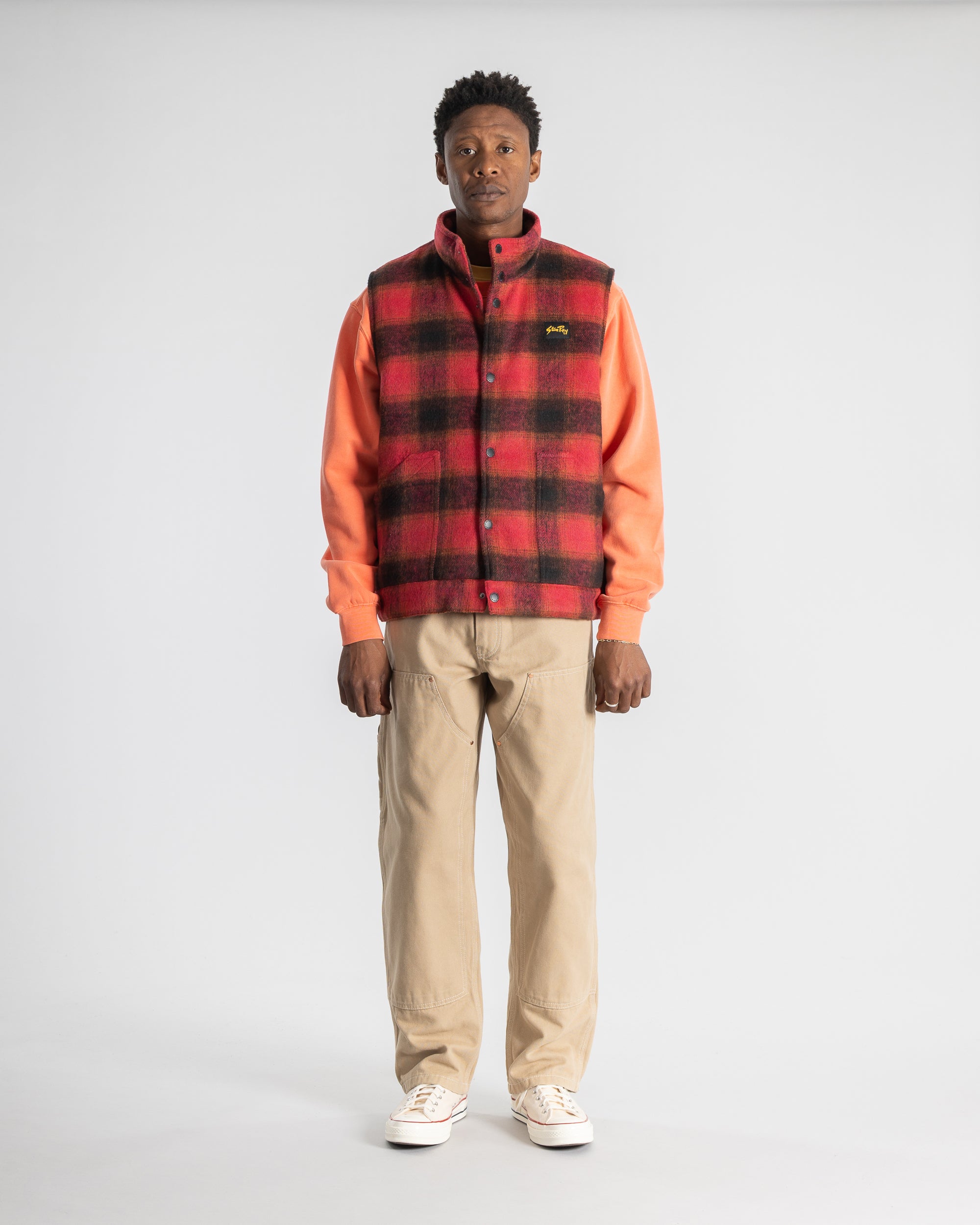 stan-ray-down-plaid-vest-red-steppweste-herren-karo-rot image 2