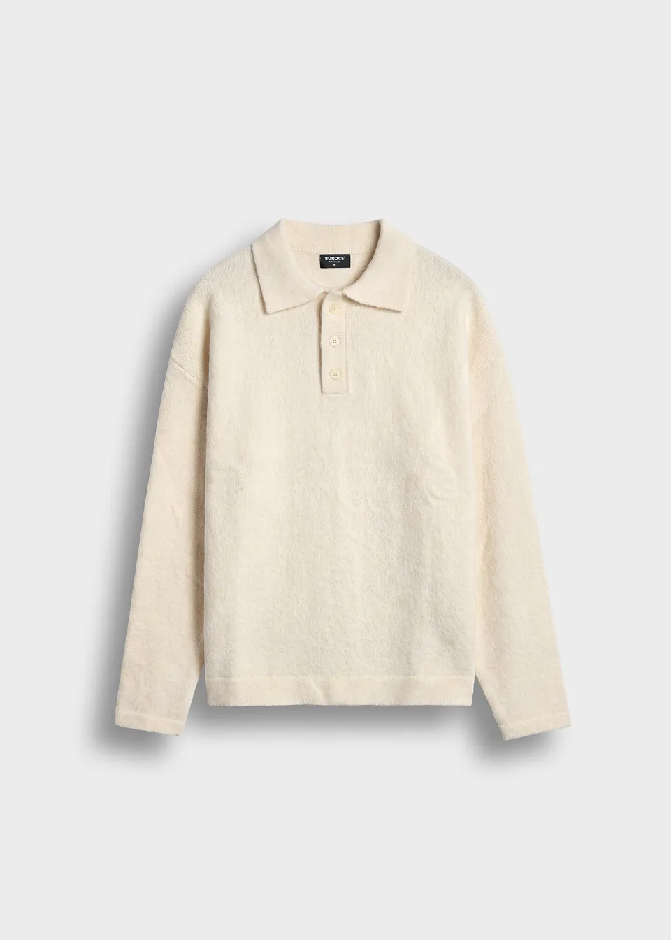 burocs-knitwear-hairy-knit-polo-sweater-beige-wolle image 1