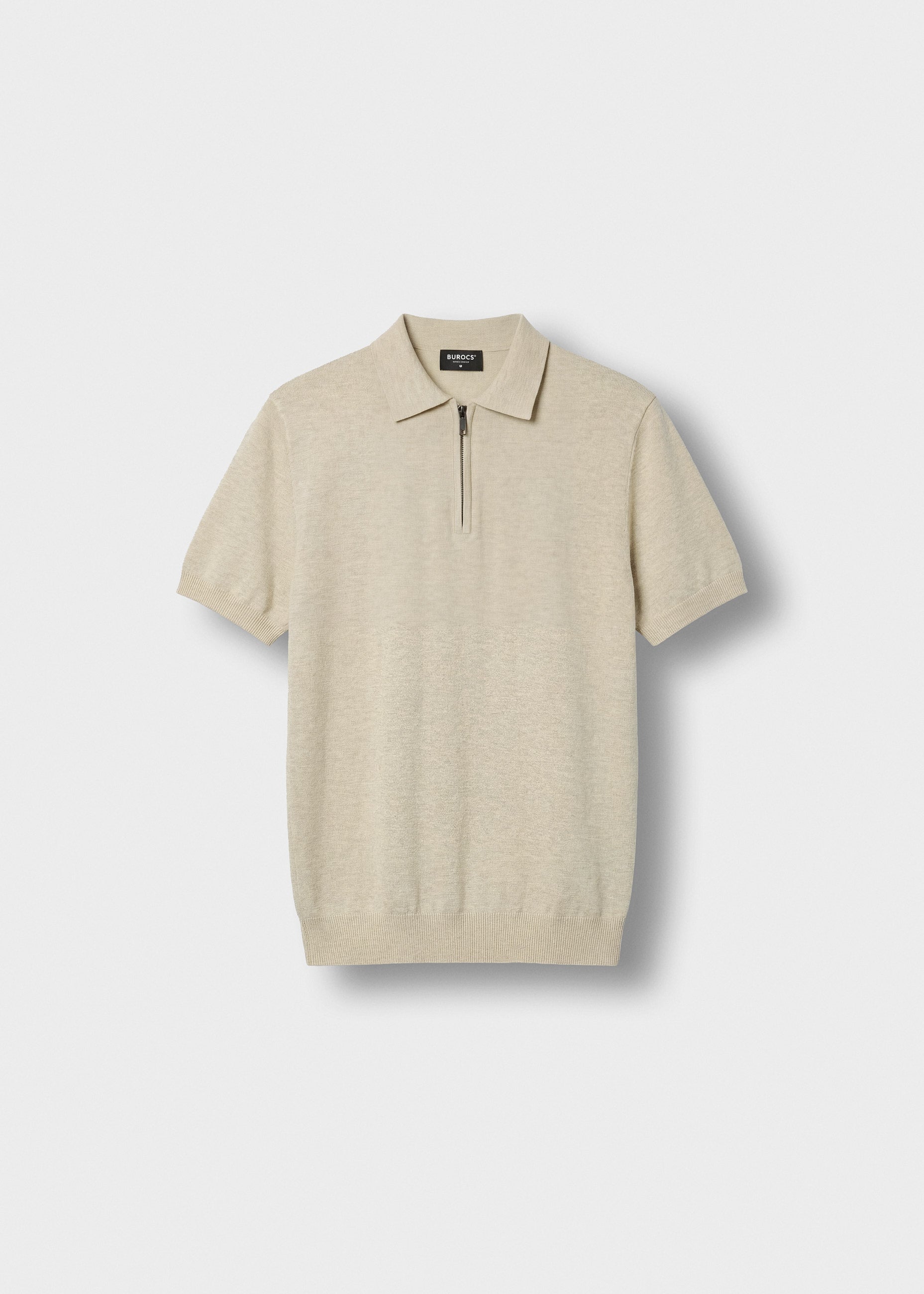 burocs-t-shirts-quarter-zip-polo-shirt-beige-melange-slim image 1