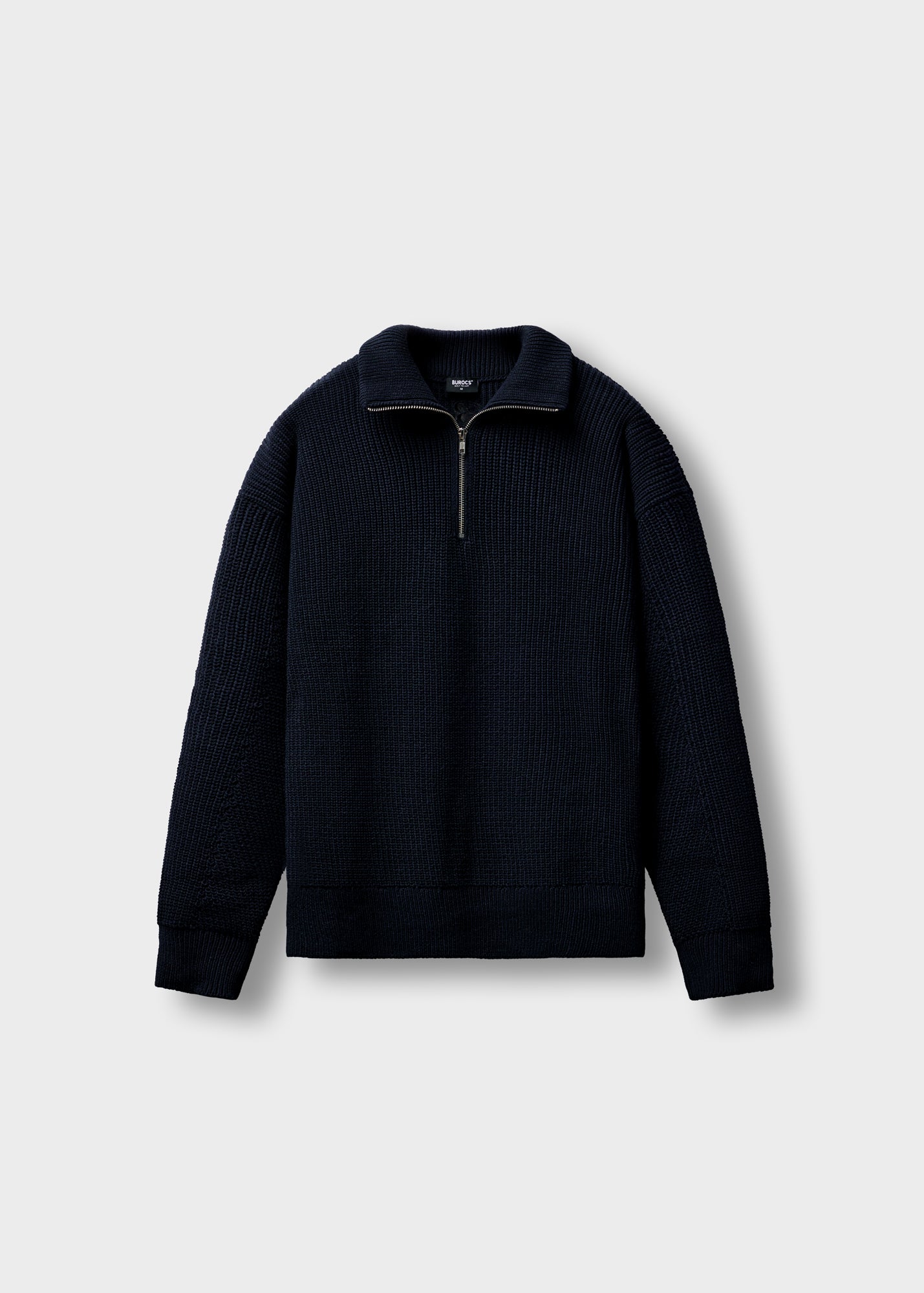 burocs-knitwear-chunky-knit-half-zip-pullover-navy-grobstrick image 1