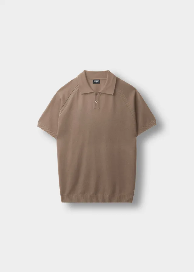 burocs-fine-knit-polo-t-shirt-beige-regular-fit image 1