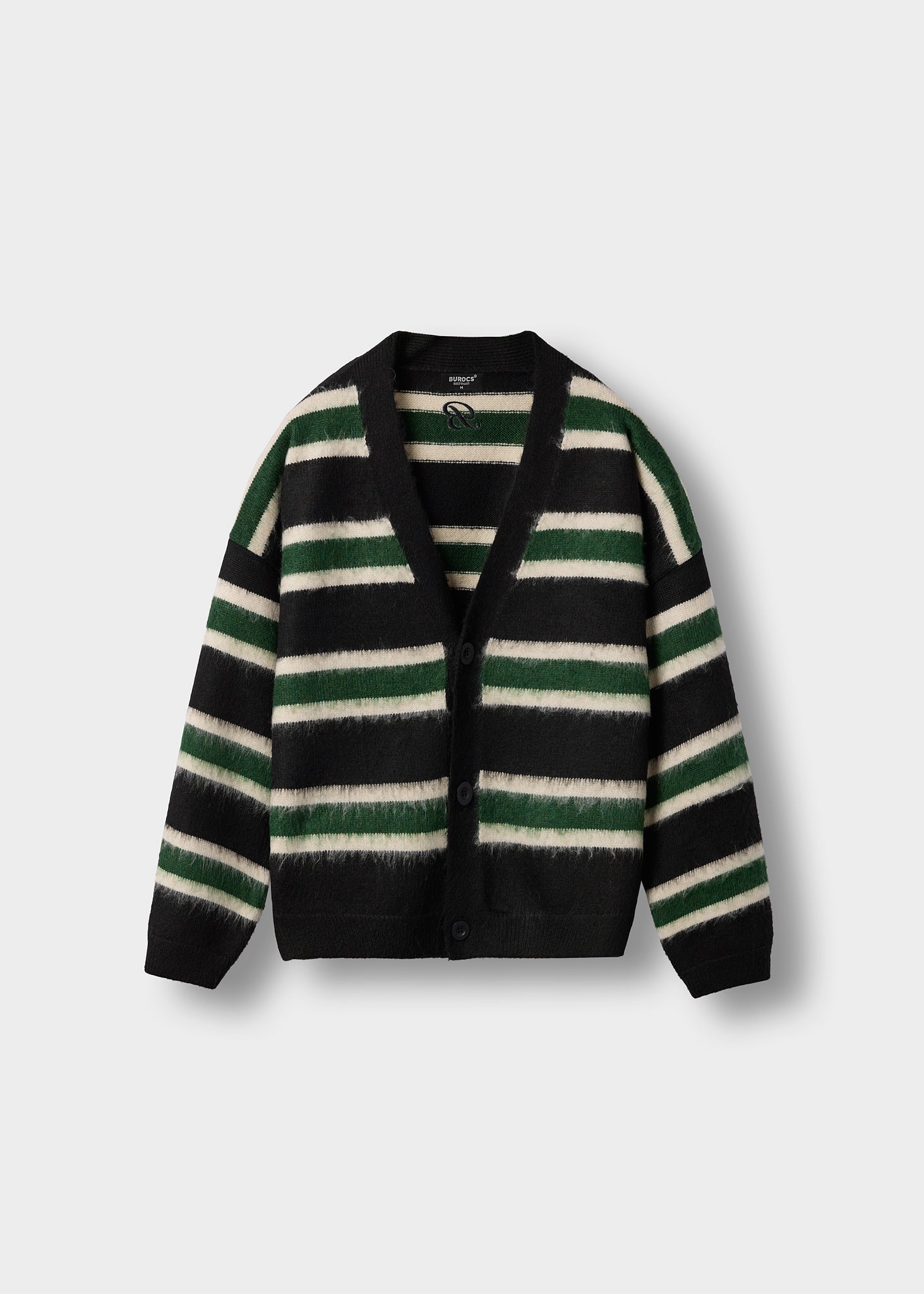 burocs-knitwear-fuzzy-v-neck-cardigan-strickjacke-black image 4