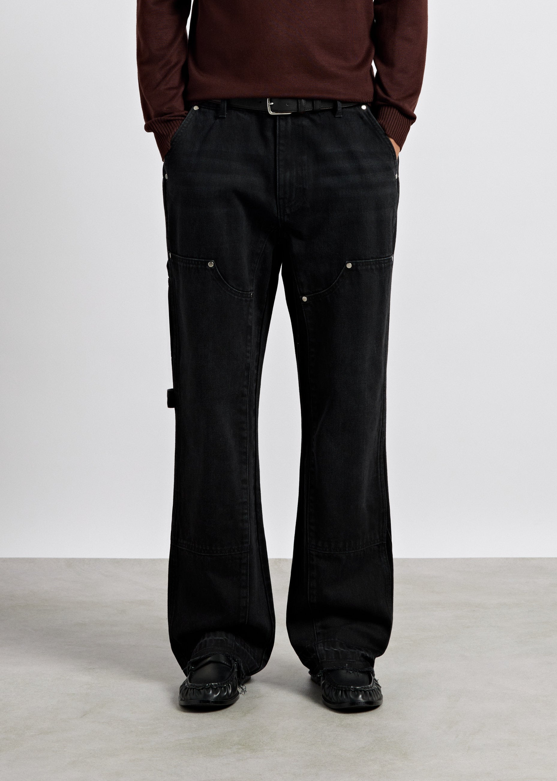 burocs-denim-tony-flared-carpenter-jeans-black-grey-w31 image 3