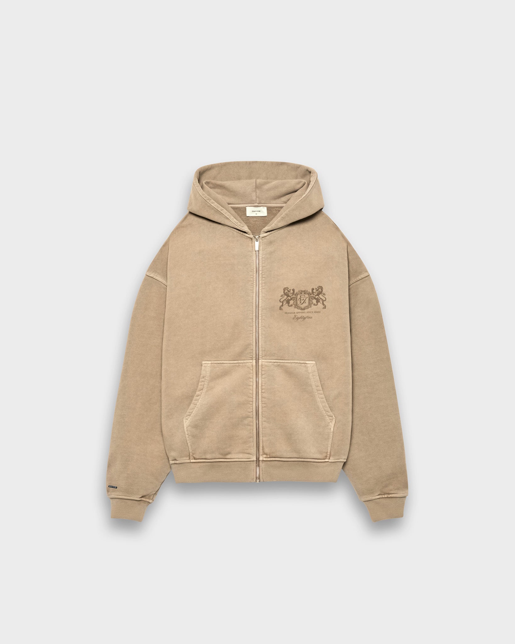 eightyfive-tops-washed-premier-zip-hoodie-mocha-490gsm image 1