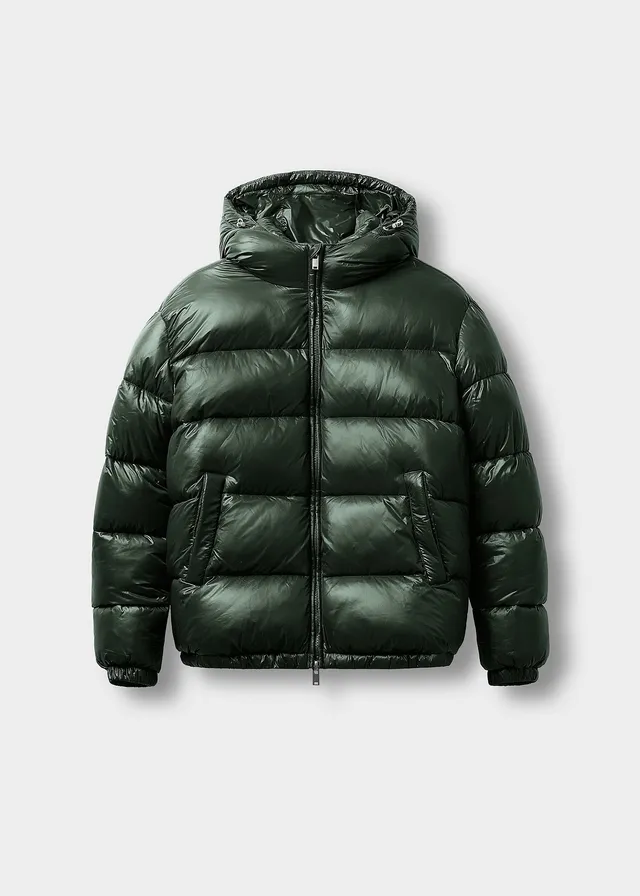 burocs-glossy-puffer-jacket-pufferjacke-gr-n-mit-kapuze image 1
