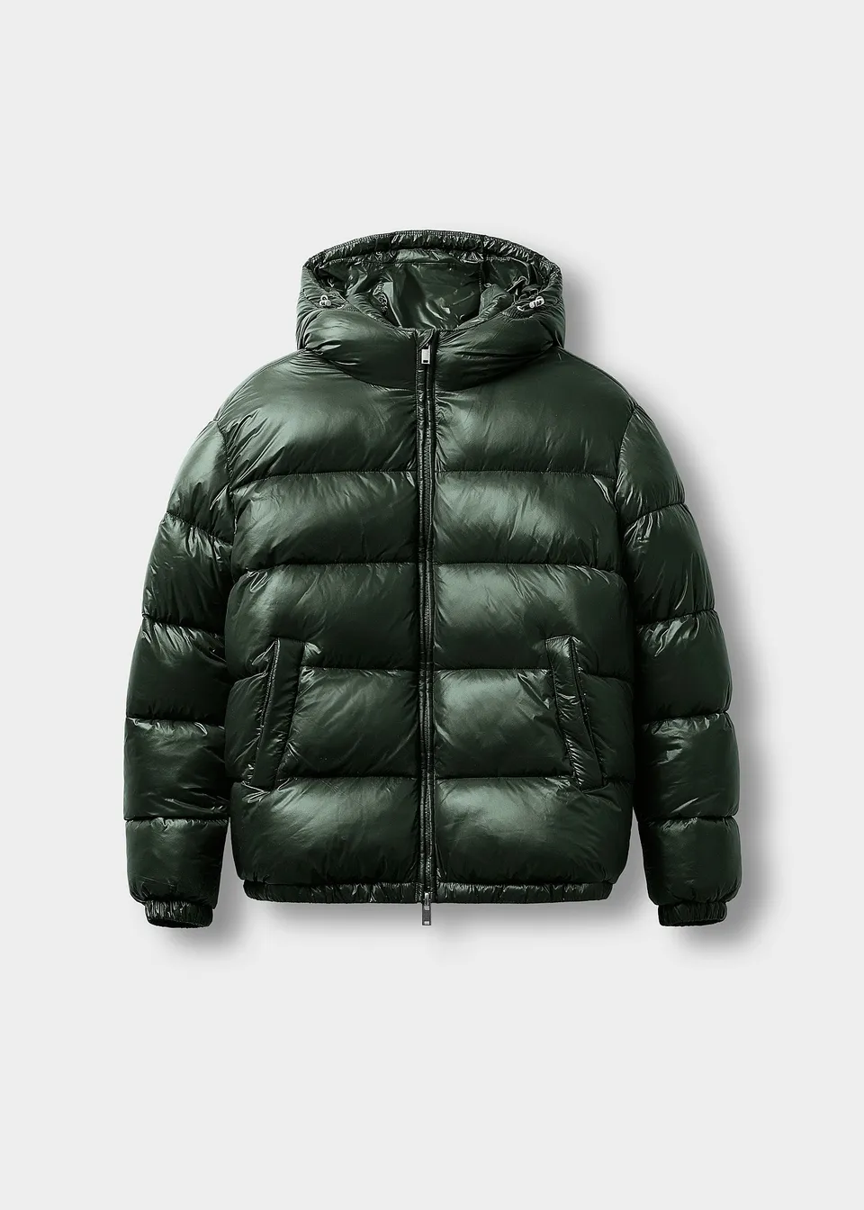 burocs-glossy-puffer-jacket-pufferjacke-gr-n-mit-kapuze image 1