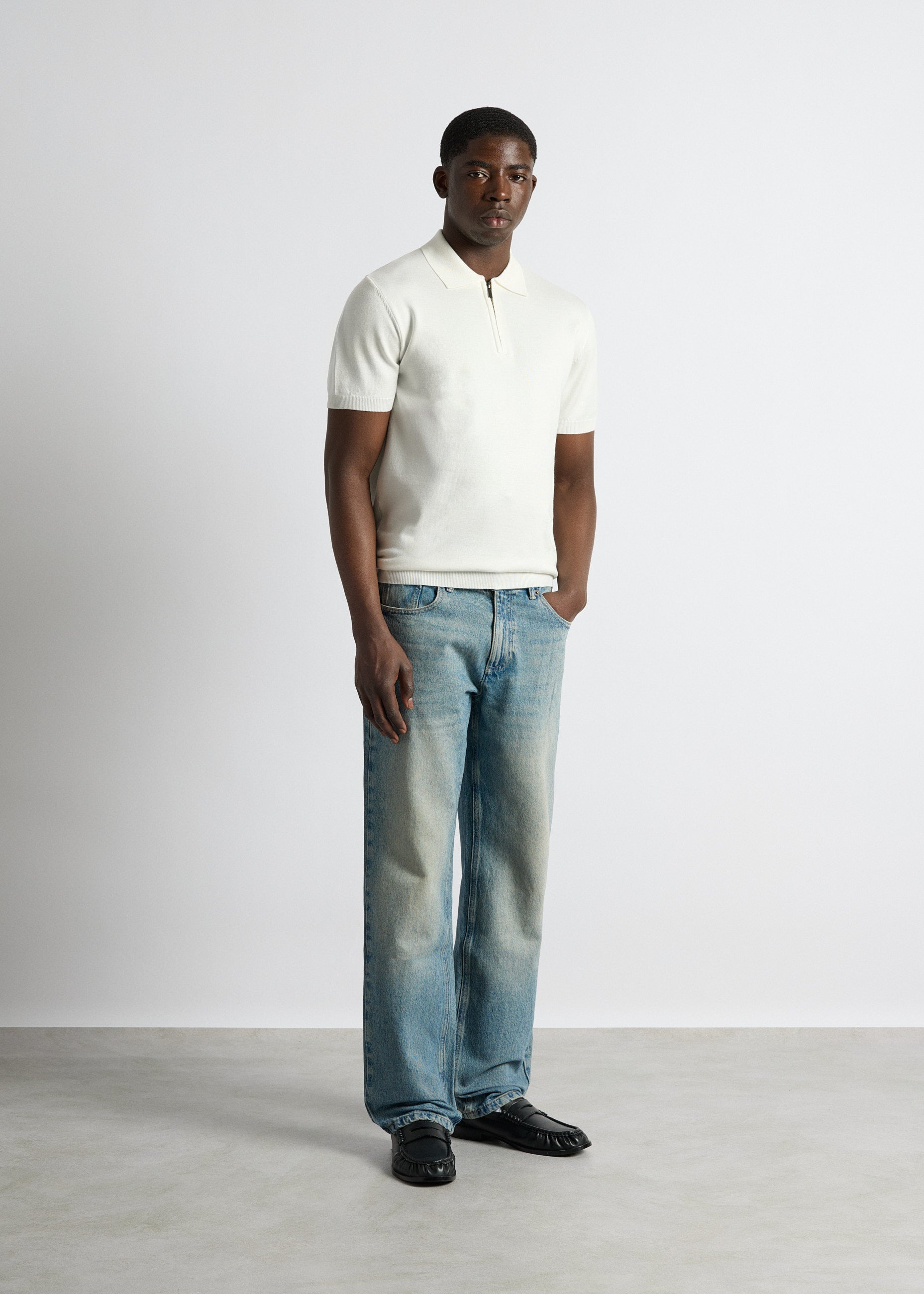 burocs-t-shirts-quarter-zip-polo-shirt-off-white-slim-fit image 5
