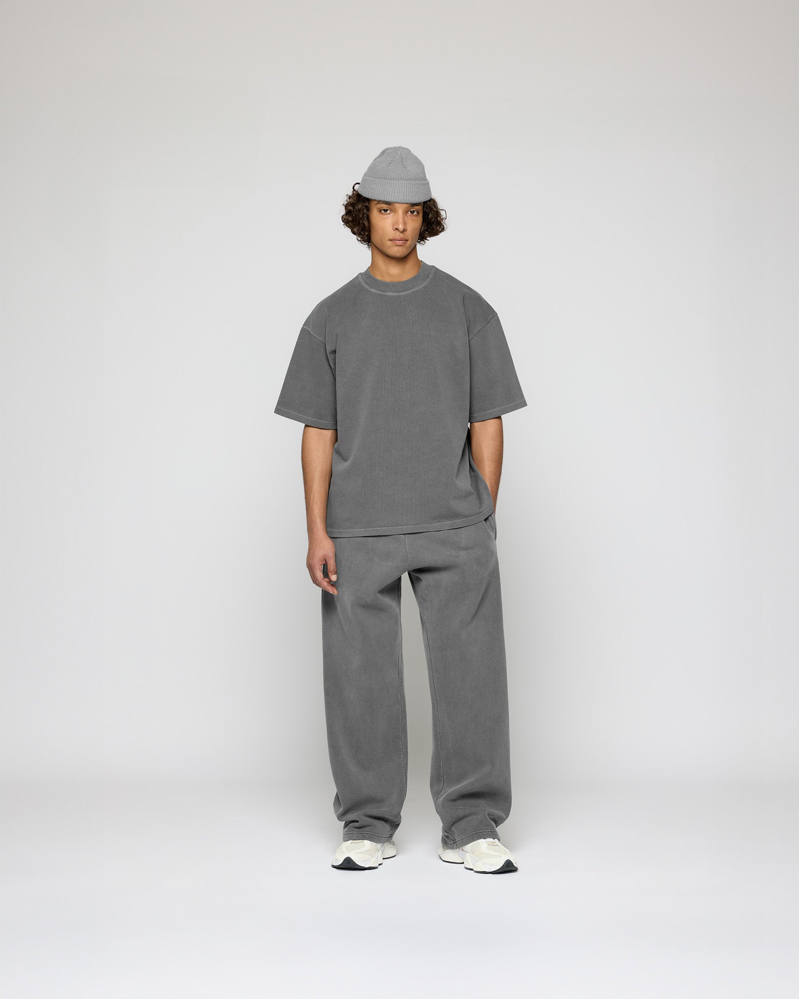 eightyfive-signature-oversized-t-shirt-herren-stone-grey-baumwolle image 5