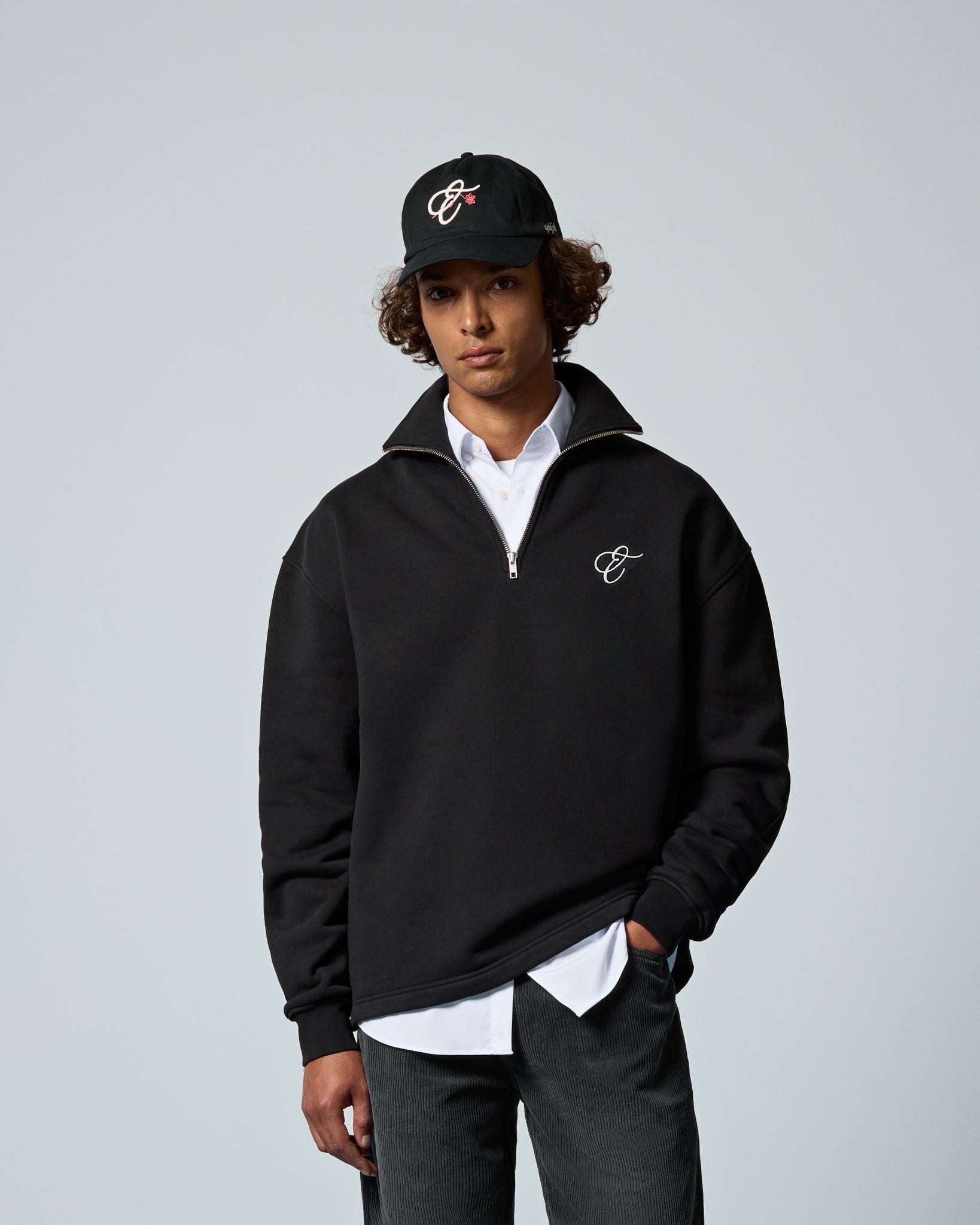 eightyfive-half-zip-sweater-pullover-schwarz-baumwolle image 3