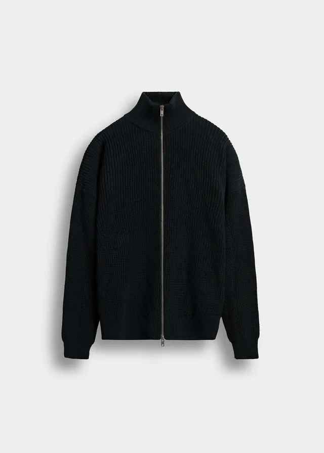 burocs-chunky-knit-zip-jacket-strickjacke-black-m image 1