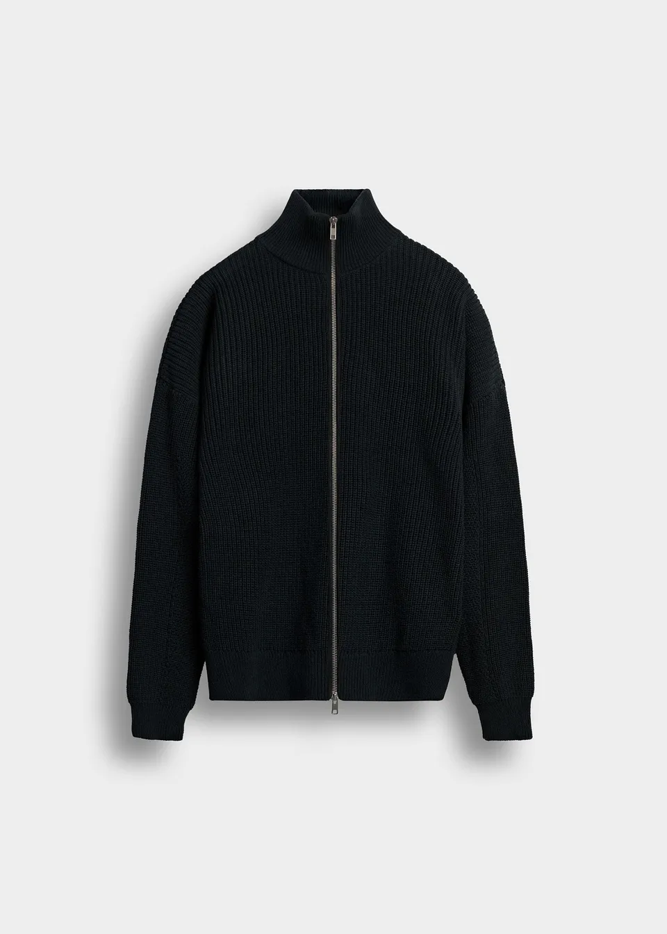 burocs-chunky-knit-zip-jacket-strickjacke-black-m image 1