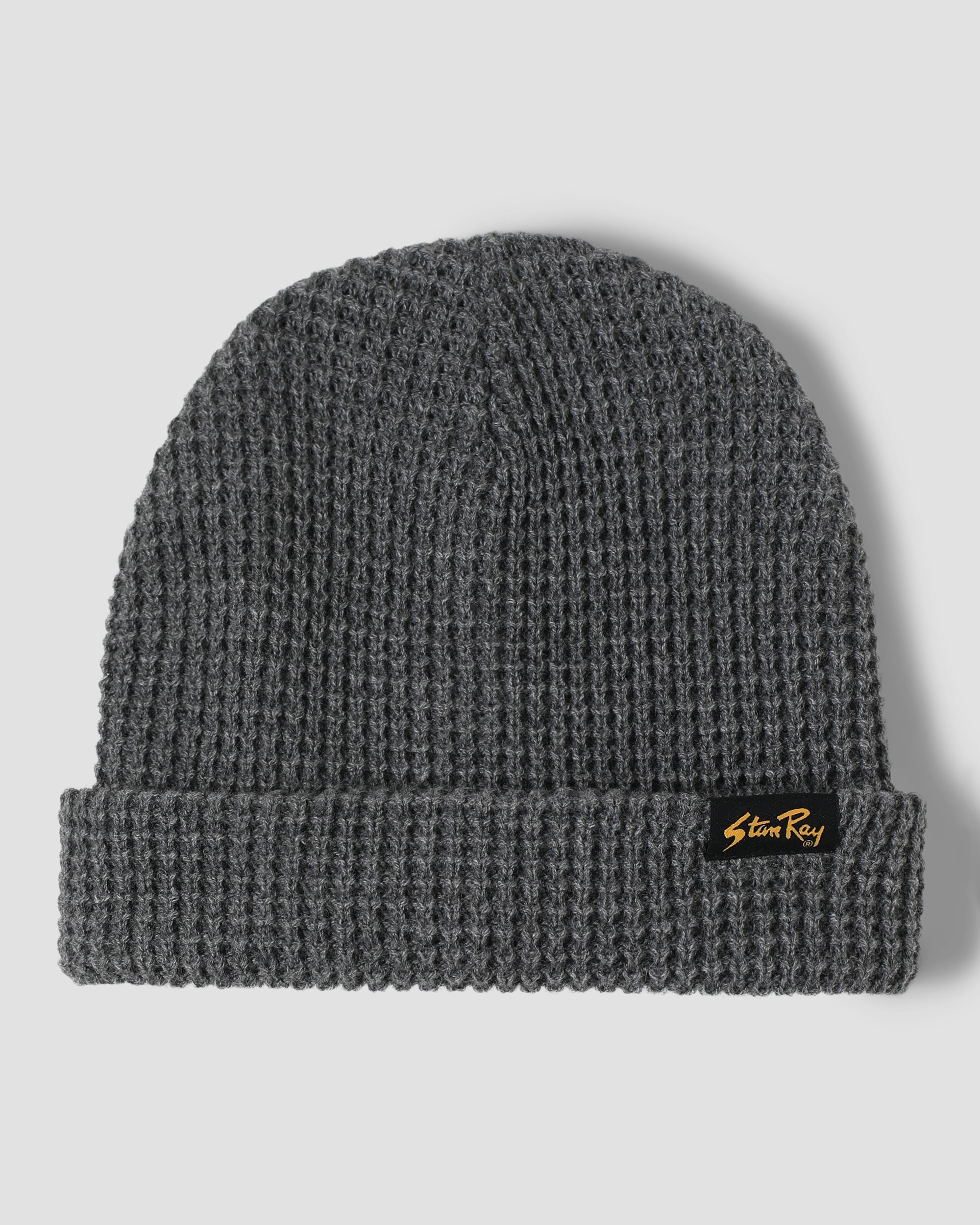stan-ray-waffle-beanie-strickm-tze-charcoal-patch image 1