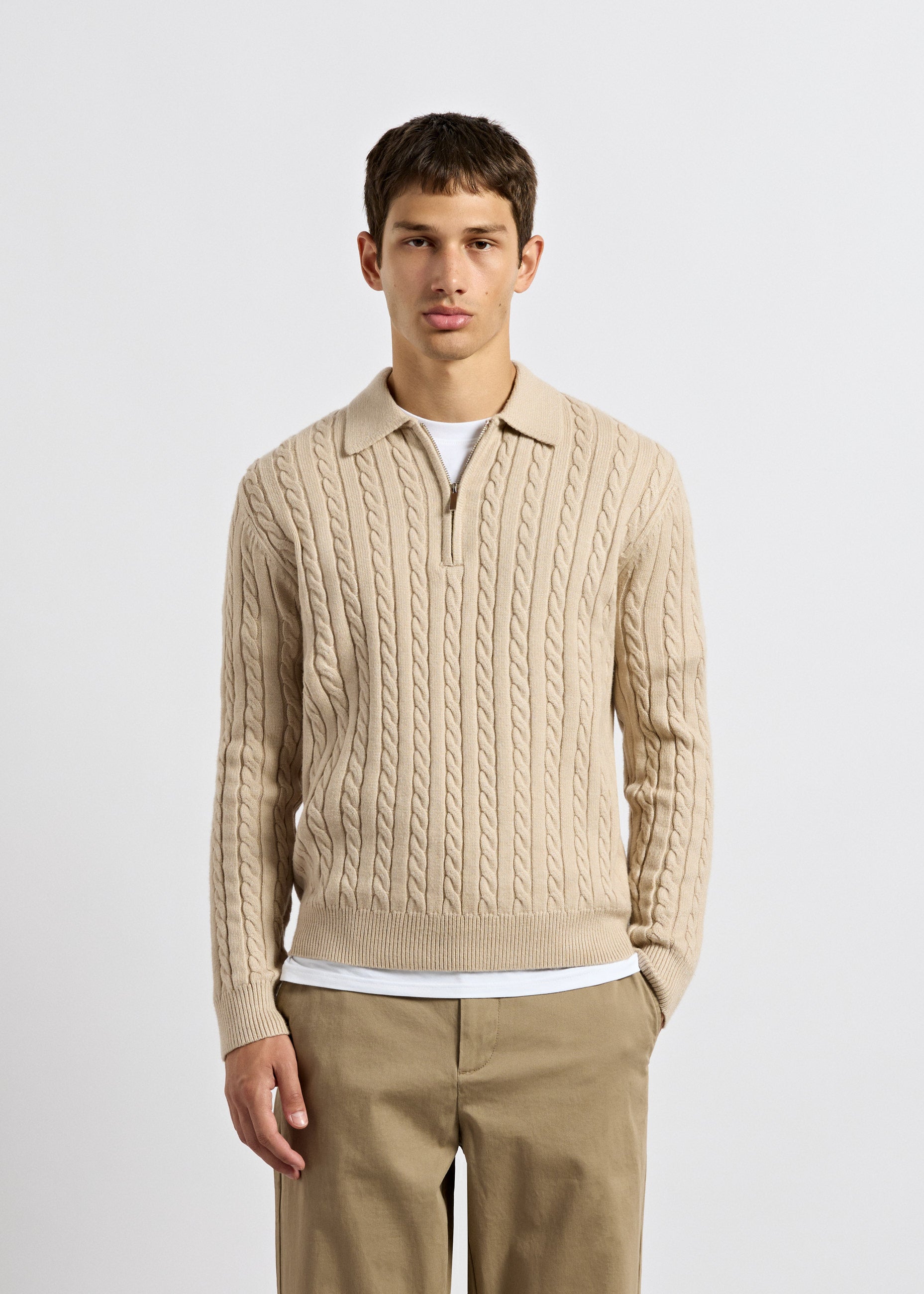 burocs-cable-knit-polo-sweater-beige-zopfstrick image 3