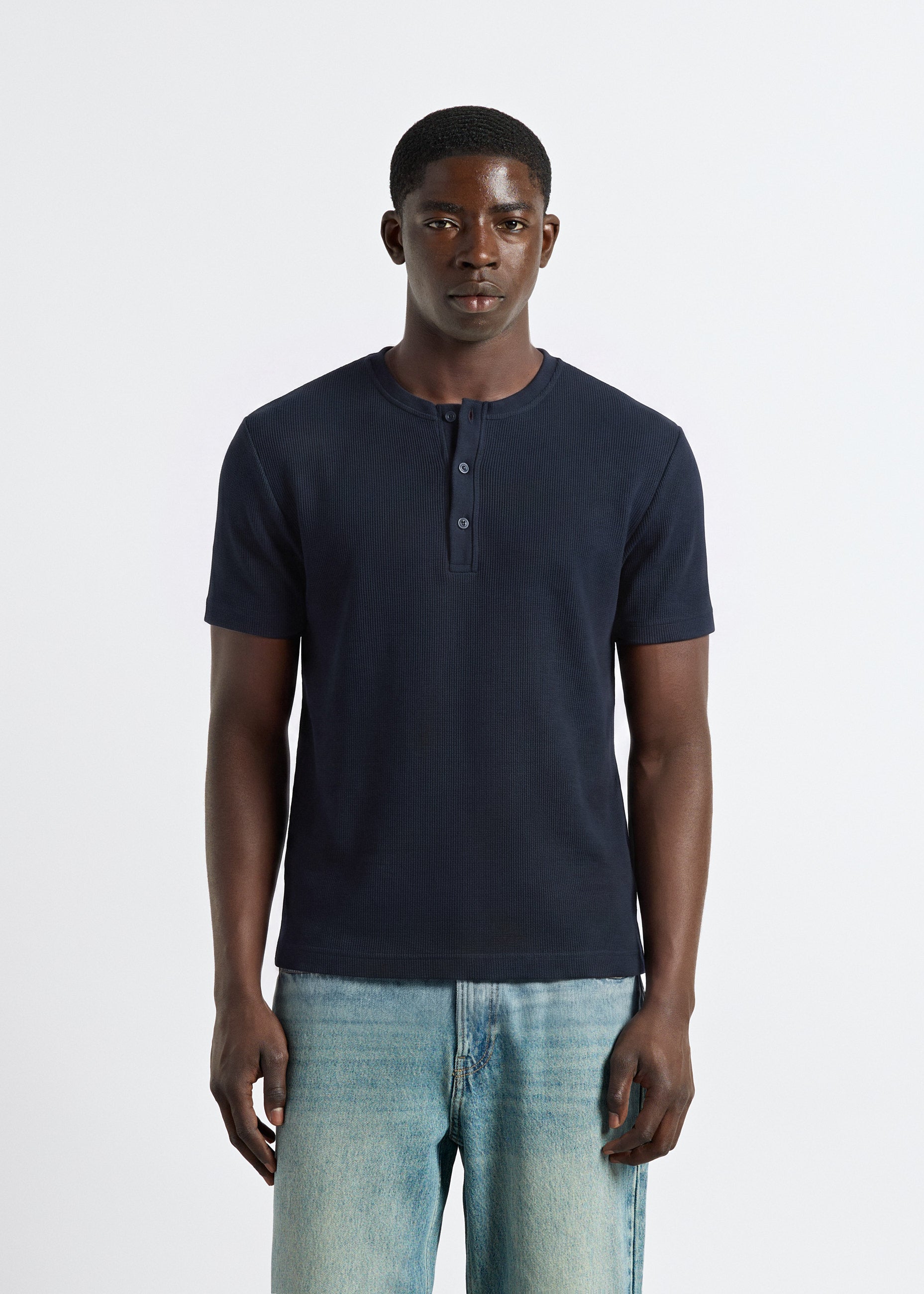 burocs-t-shirts-rib-henley-t-shirt-navy-slim-baumwolle image 4