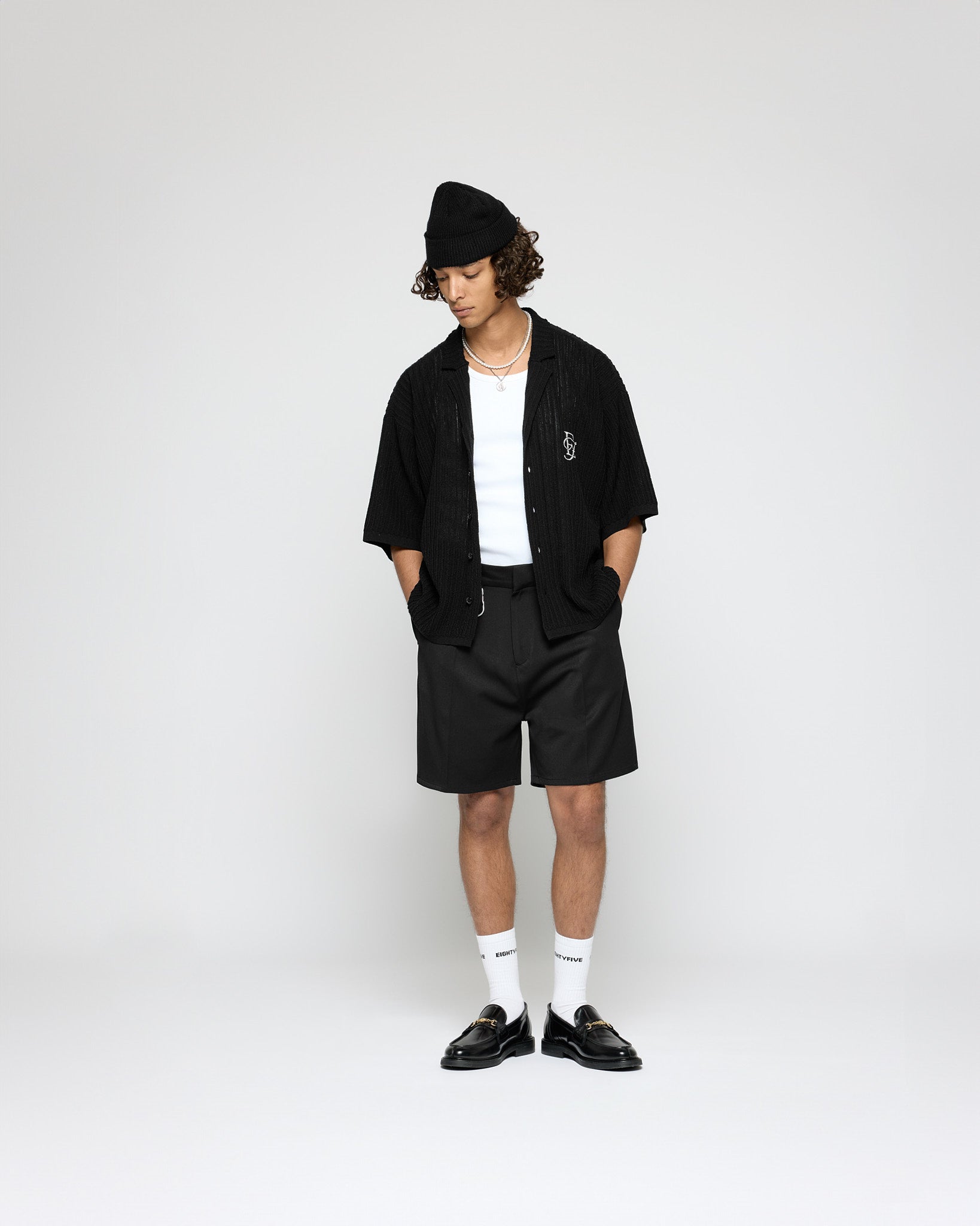 eightyfive-ef-contrast-knit-shirt-strickshirt-black-oversized image 5