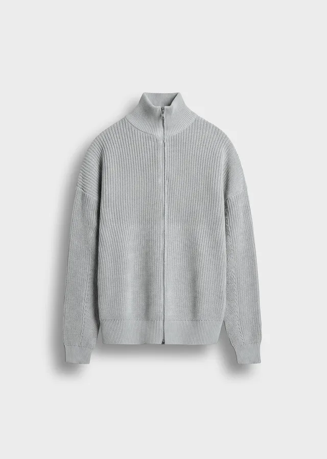 burocs-chunky-knit-zip-jacket-grey-melange-grobstrick image 1